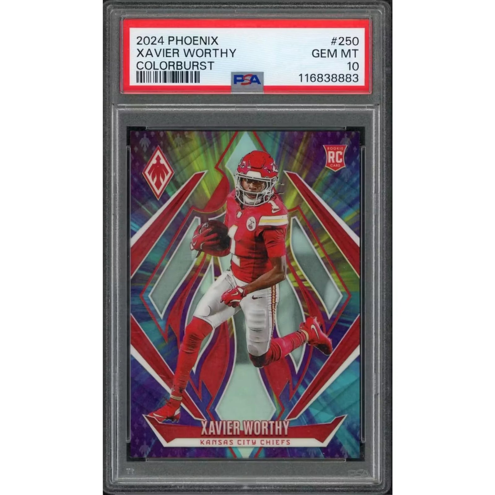 Xavier Worthy 2024 Panini Phoenix Color Burst Card #250 | PSA 10