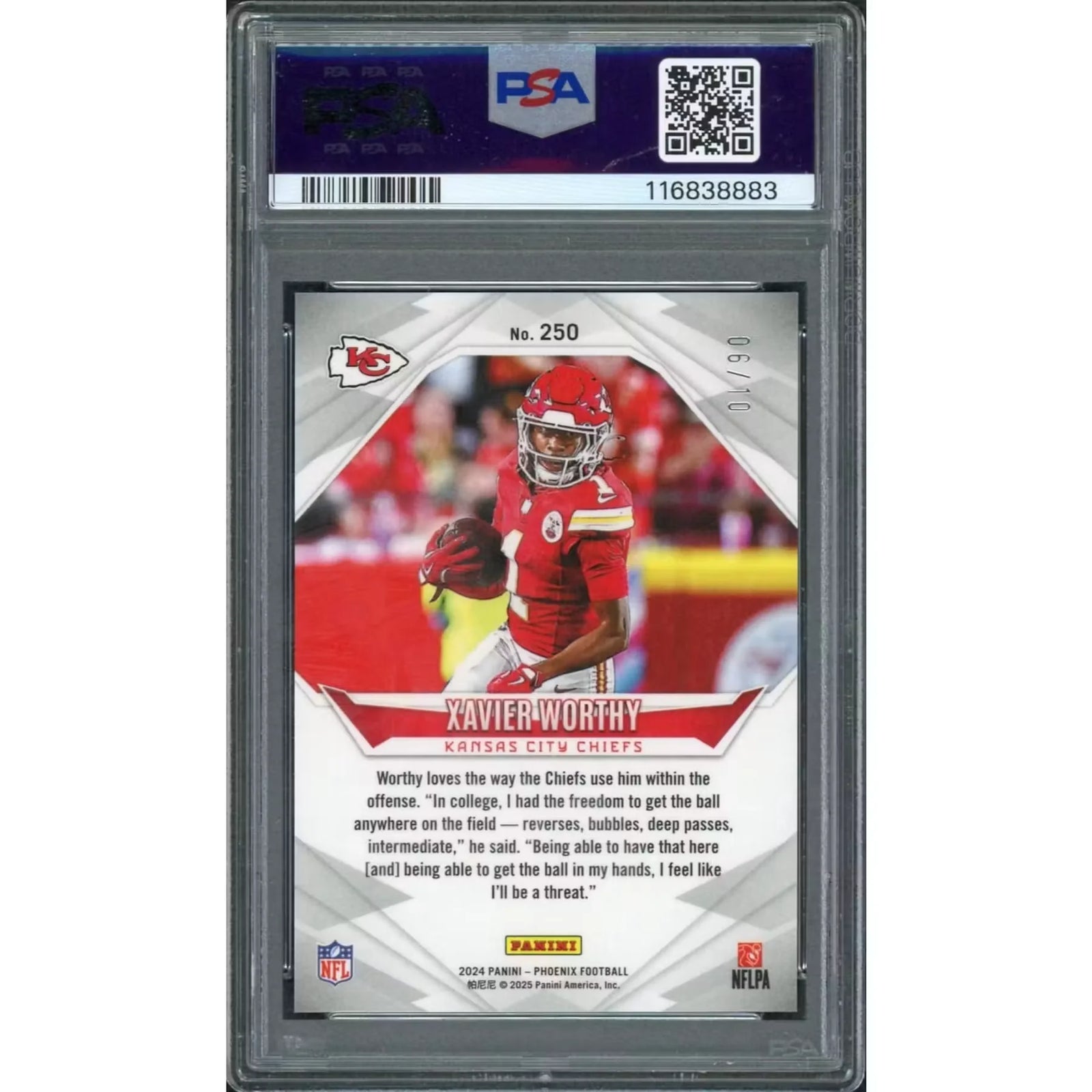 Xavier Worthy 2024 Panini Phoenix Color Burst Card #250 | PSA 10