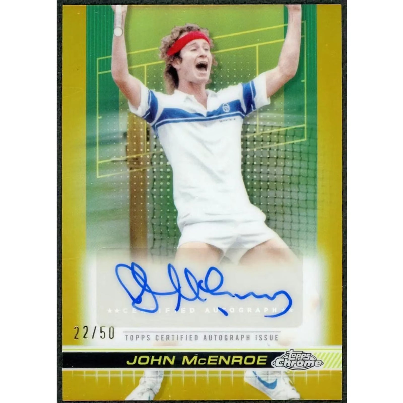 John McEnroe Signed 2024 Topps Chrome Gold Refractor Card |/50