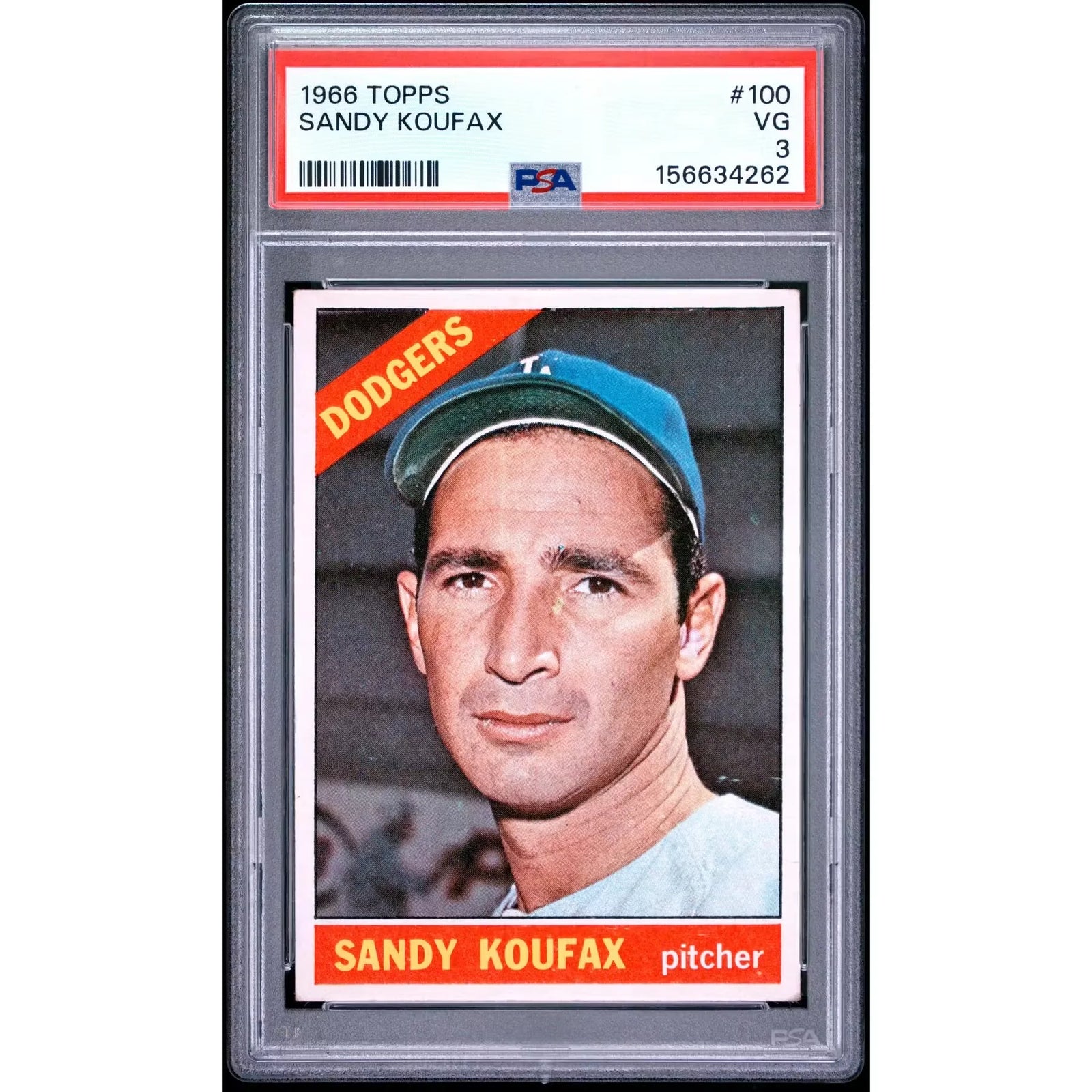 1966 Topps Sandy Koufax #100 Baseball Card | PSA 3