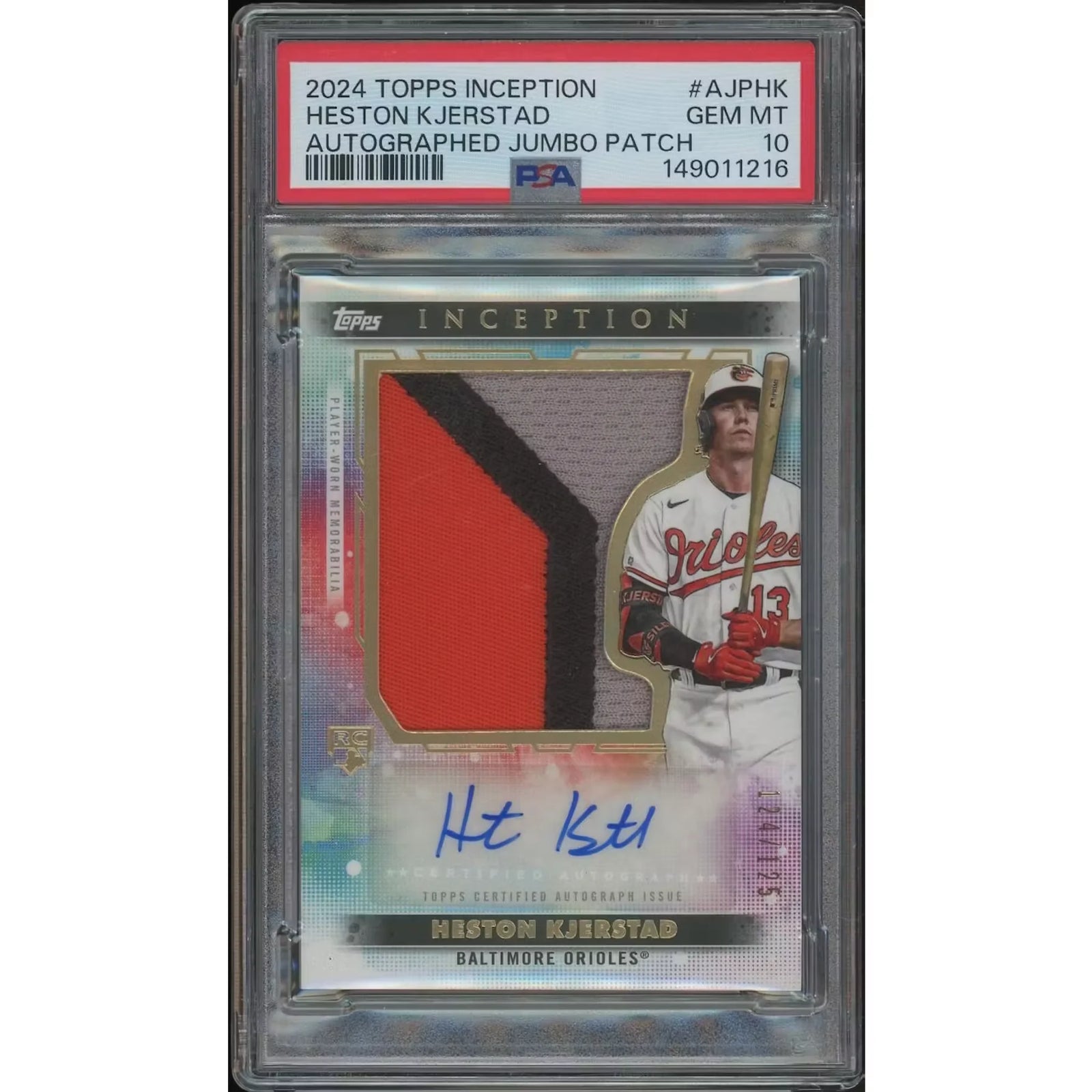 Heston Kjerstad Signed 2024 Topps Inception Rookie Jumbo Patch | PSA 10 #124