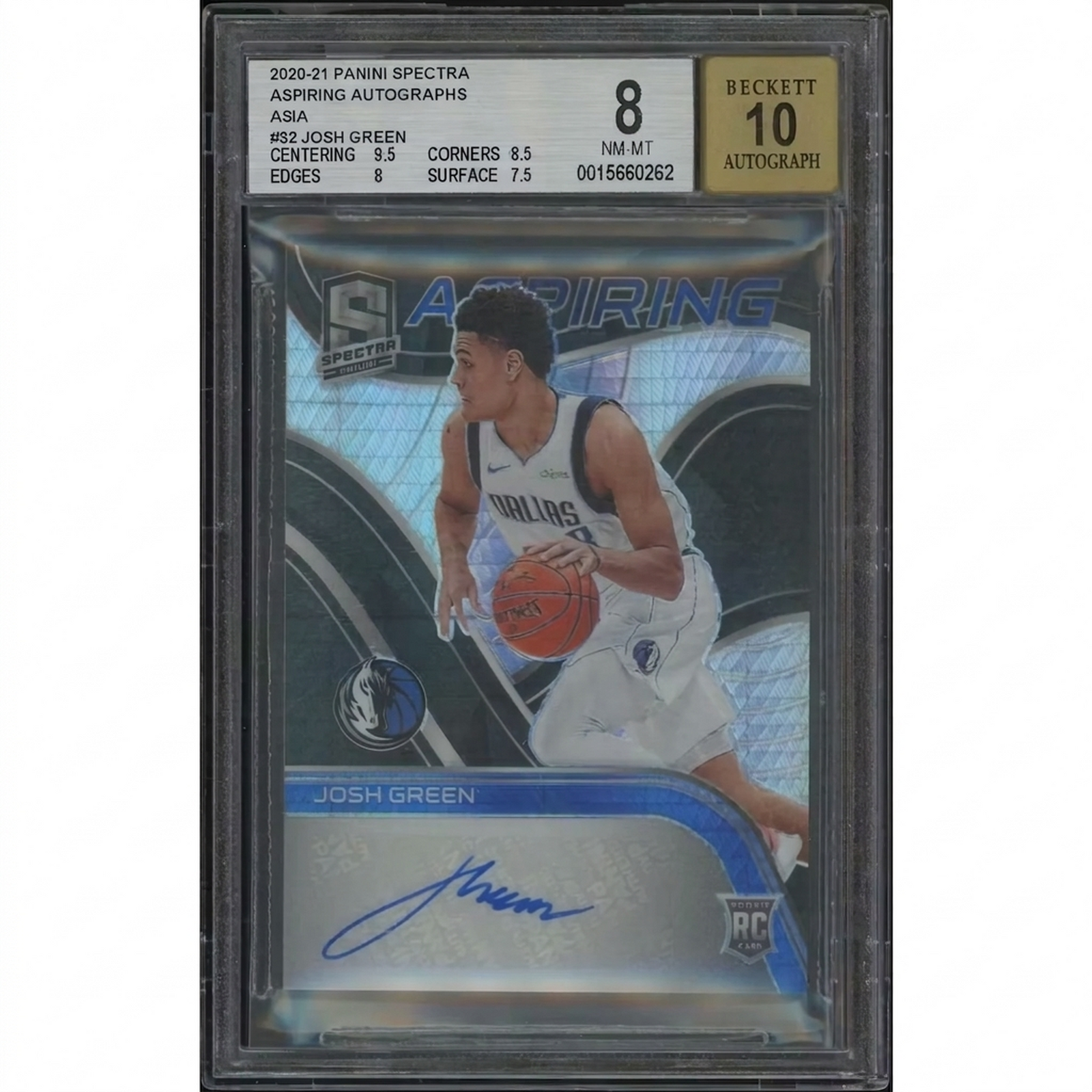 Josh Green 2020-21 Panini Spectra Asia Rookie Auto | BGS 8 NM-MT #8/8