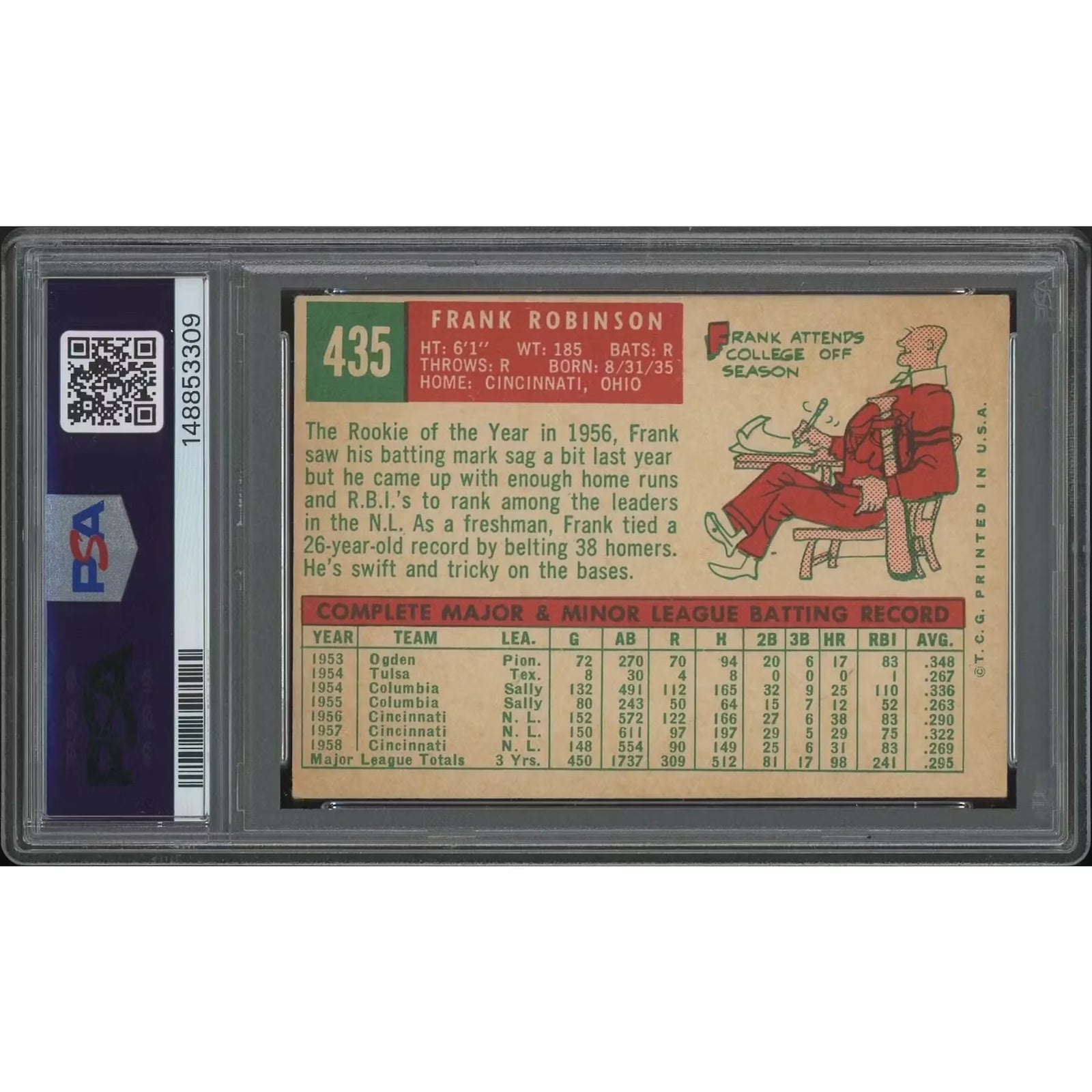 Frank Robinson 1959 Topps Baseball #435 | PSA 3 (VG)