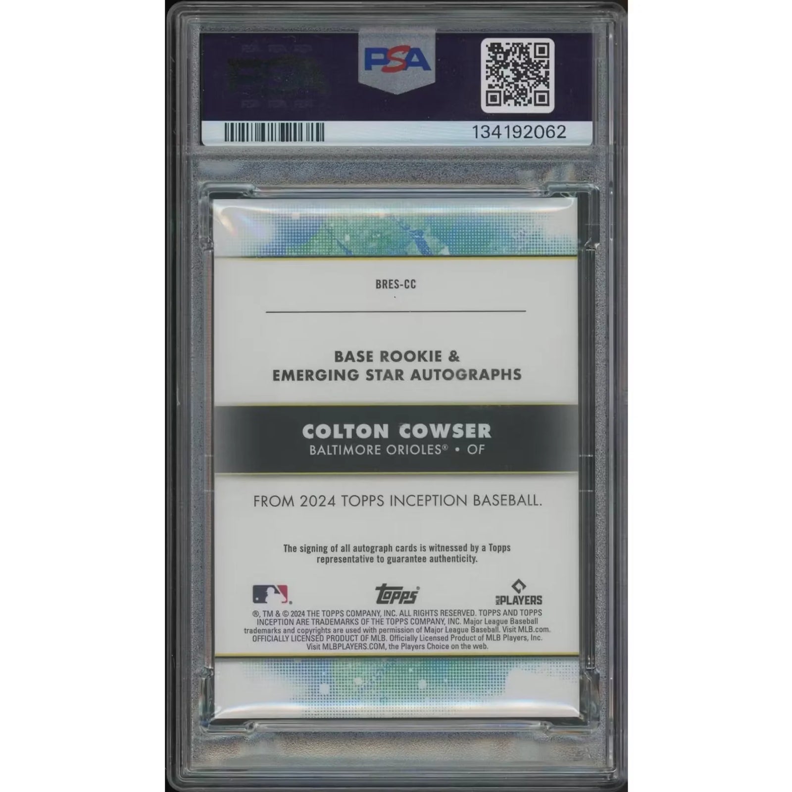 Colton Cowser Signed 2024 Topps Inception Rookie #11 Card | PSA 9 Red Parallel