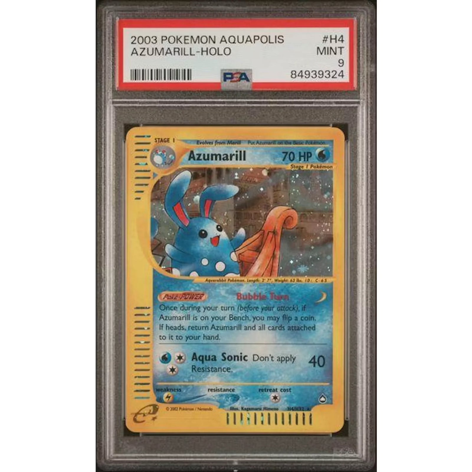 2003 Pokemon Aquapolis Azumarill Holo #H4 | PSA 9