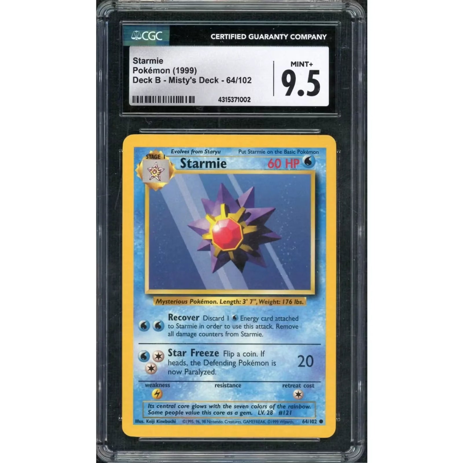1999 Pokemon Deck B Misty's Deck Starmie 64/102 | CGC 9.5