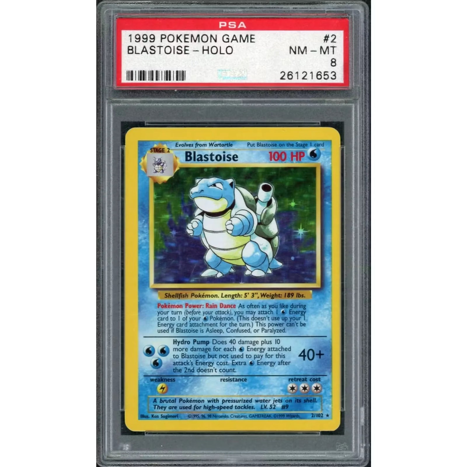 1999 Pokemon Base Set Blastoise Holo #2 | PSA 8