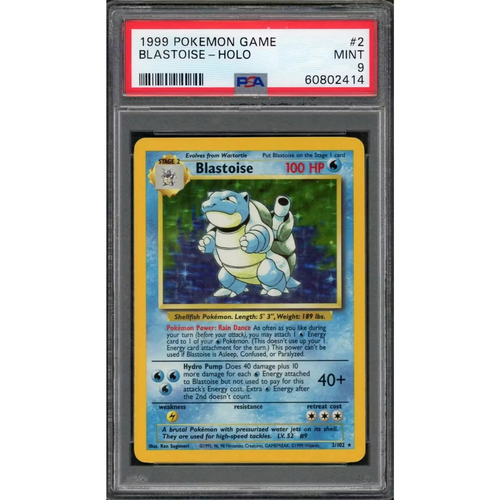 1999 Pokemon Base Set Blastoise Holo #2 | PSA 9