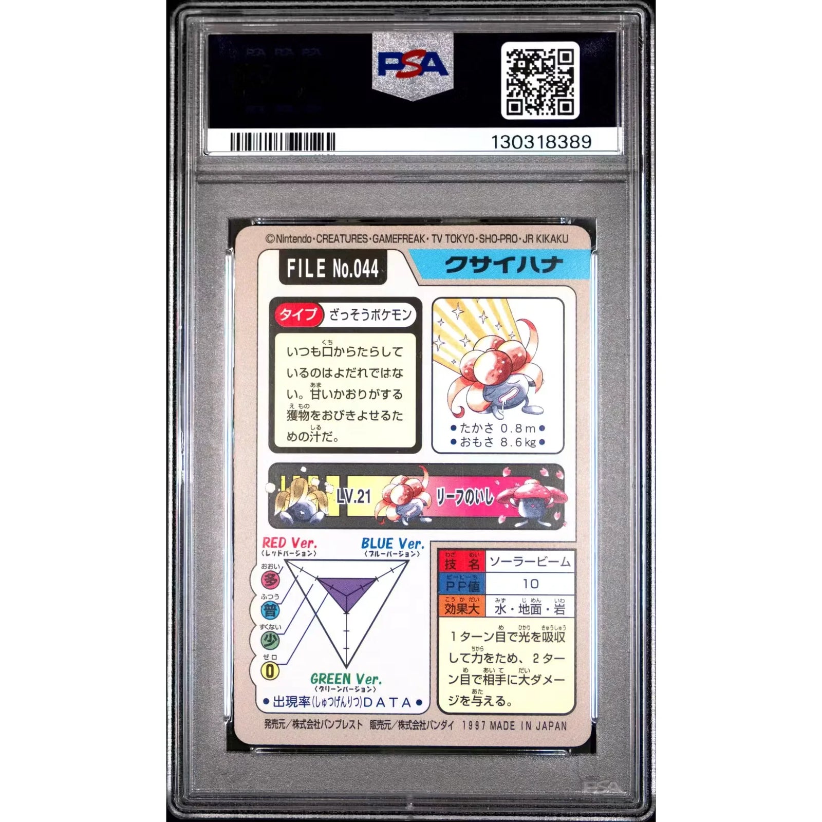 Pokemon 1997 Bandai CardDass Gloom 044 | PSA 8