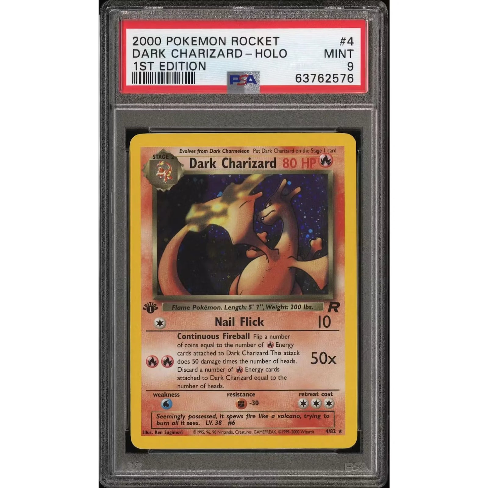 2000 Pokemon Rocket Dark Charizard Holo 1st Edition #4 | PSA 9