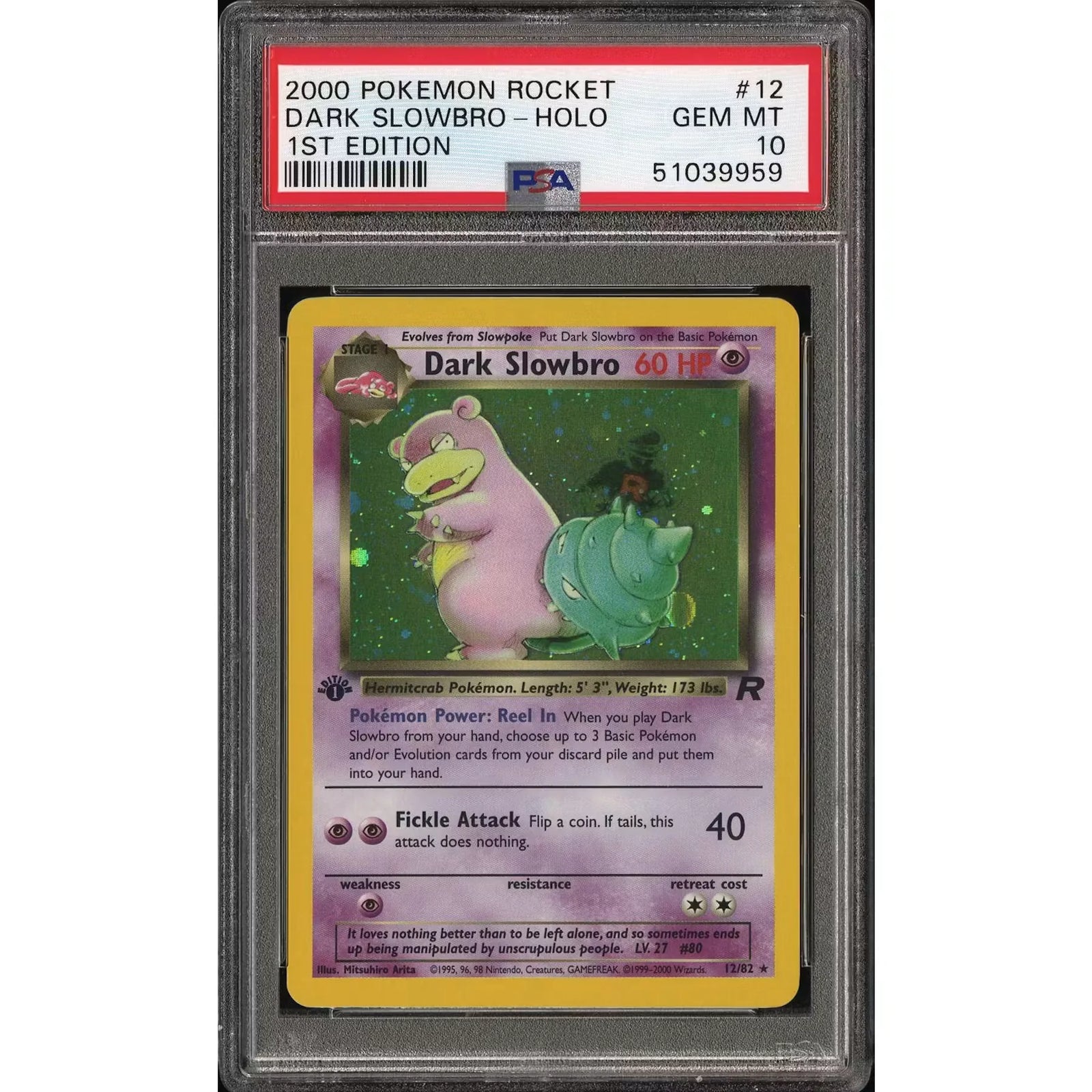 2000 Pokemon Rocket Dark Slowbro Holo 1st Edition #12 | PSA 10