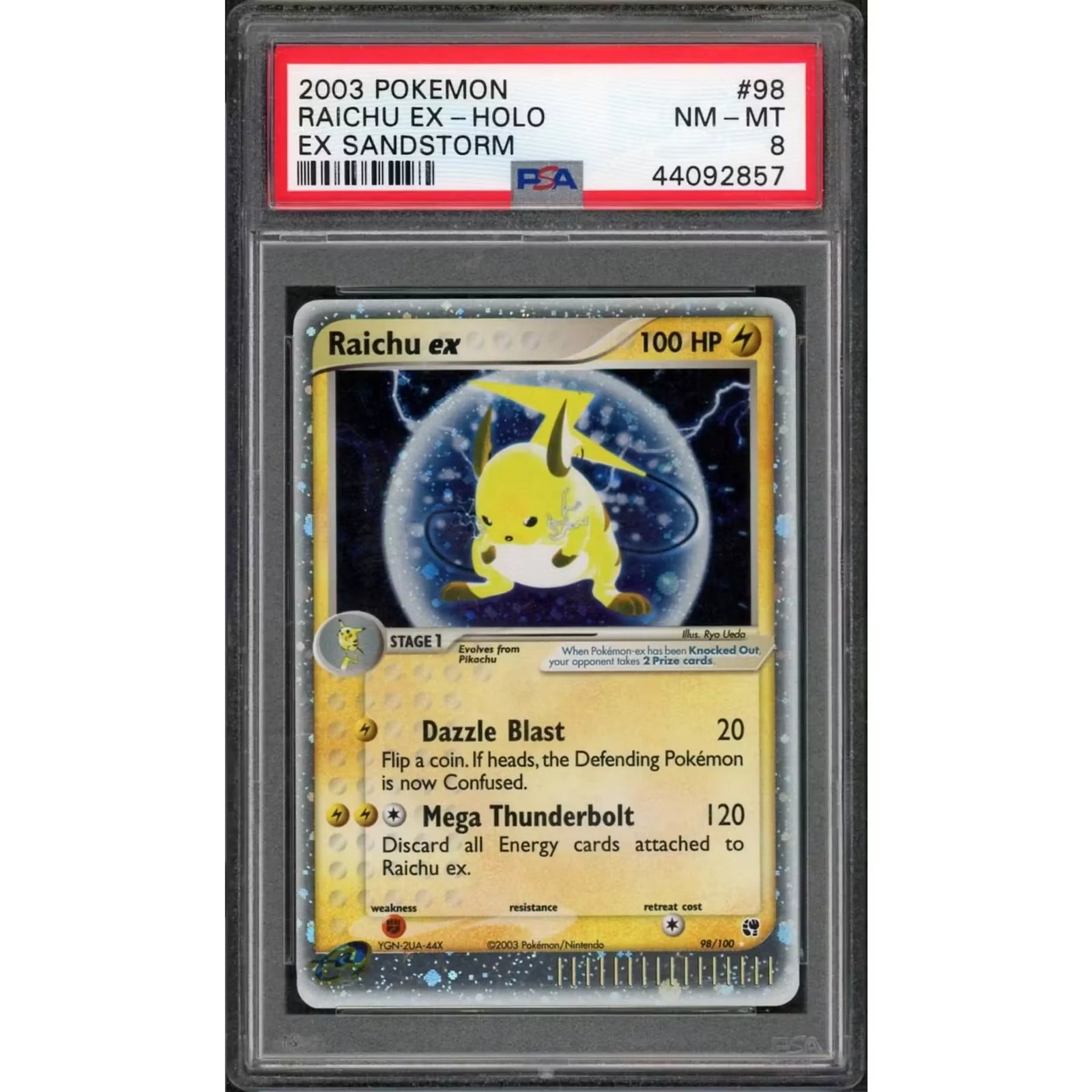 2003 Pokemon EX Sandstorm Raichu ex Holo #98 | PSA 8