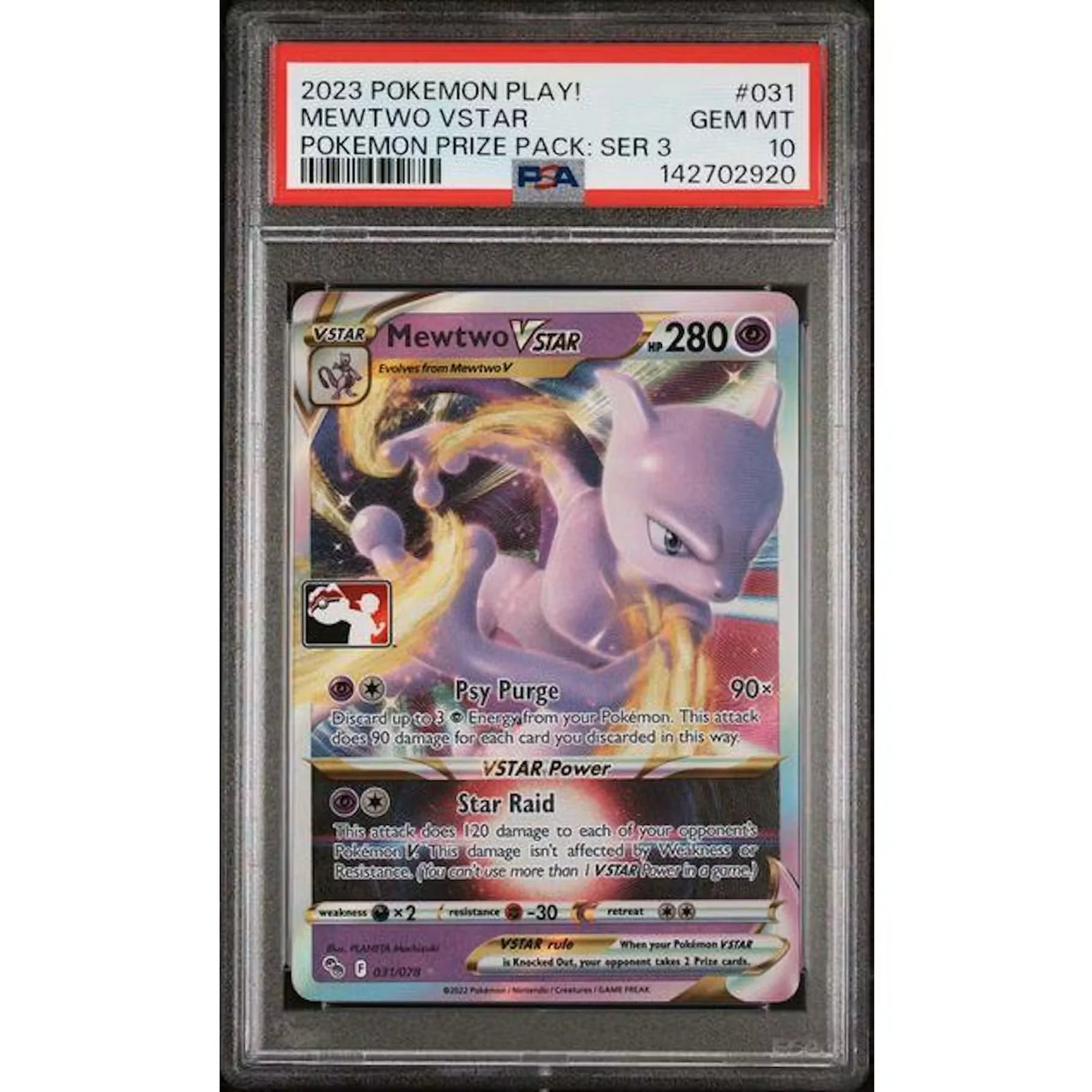 2023 Pokemon Play! Mewtwo VStar Prize Pack Series 3 #031 | PSA 10