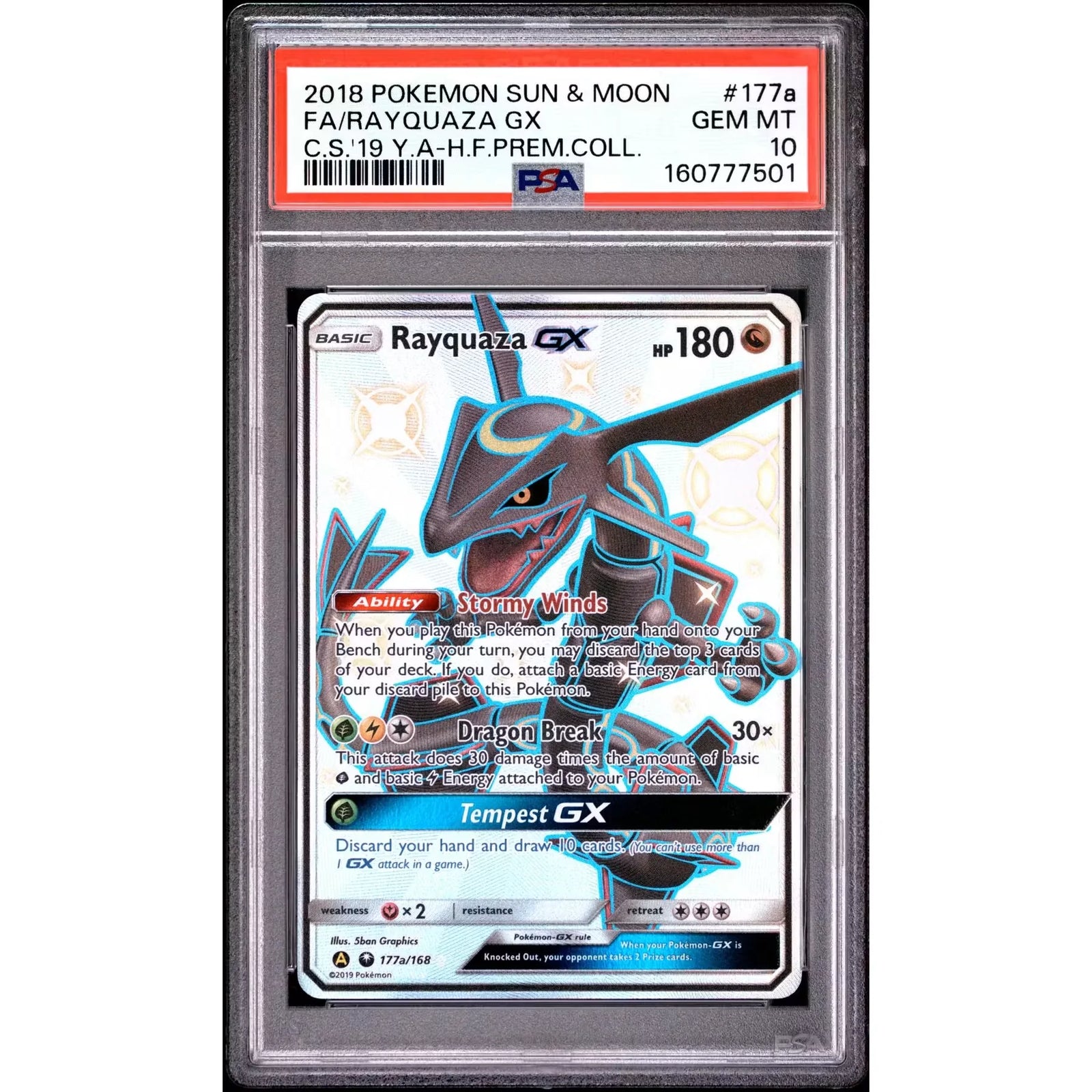 Rayquaza GX #177a PSA 10 | 2018 Pokemon Hidden Fates Premium Collection