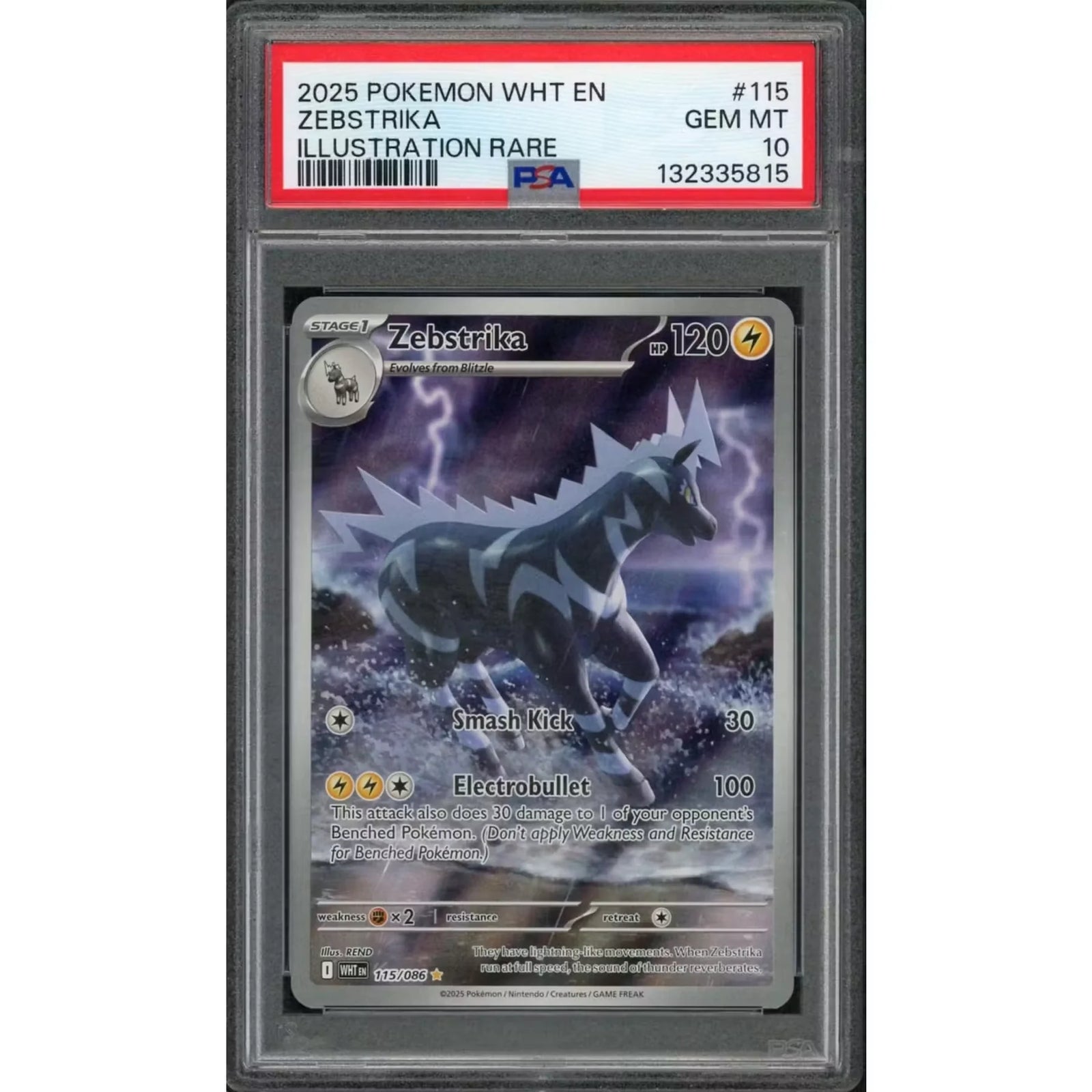 2025 Pokemon White Flare Zebstrika Illustration Rare #115 | PSA 10