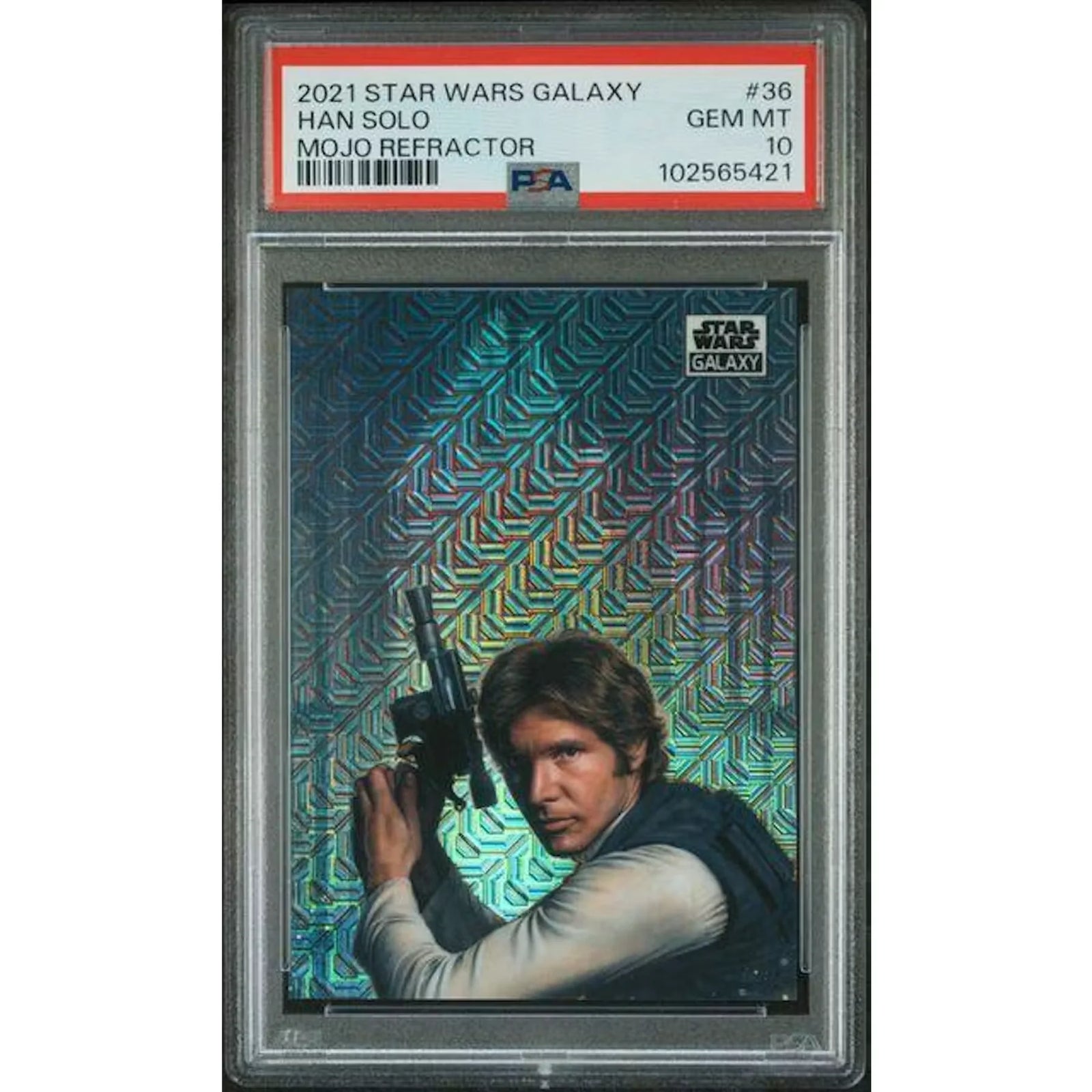 Han Solo Mojo Refractor Card | 2020-21 Topps Star Wars Galaxy PSA 10