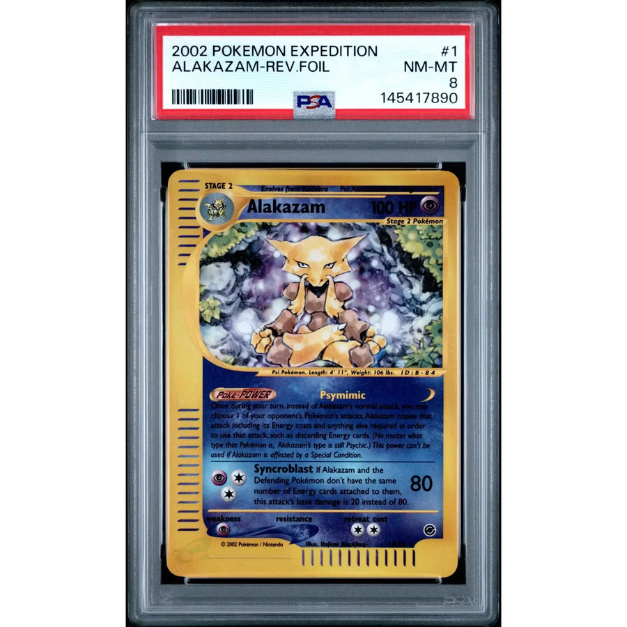 Pokemon Expedition Alakazam Reverse Holo 1/165 | PSA 8