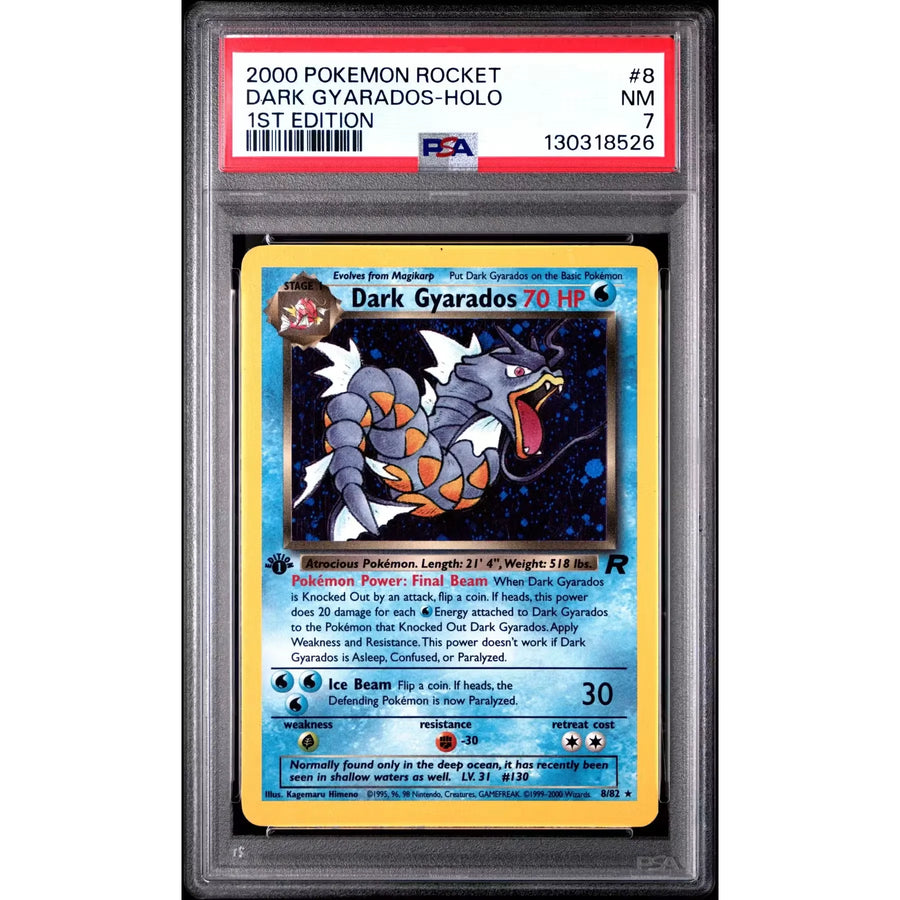 Pokemon Team Rocket 1st Edition Dark Gyarados 8/82 | PSA 7