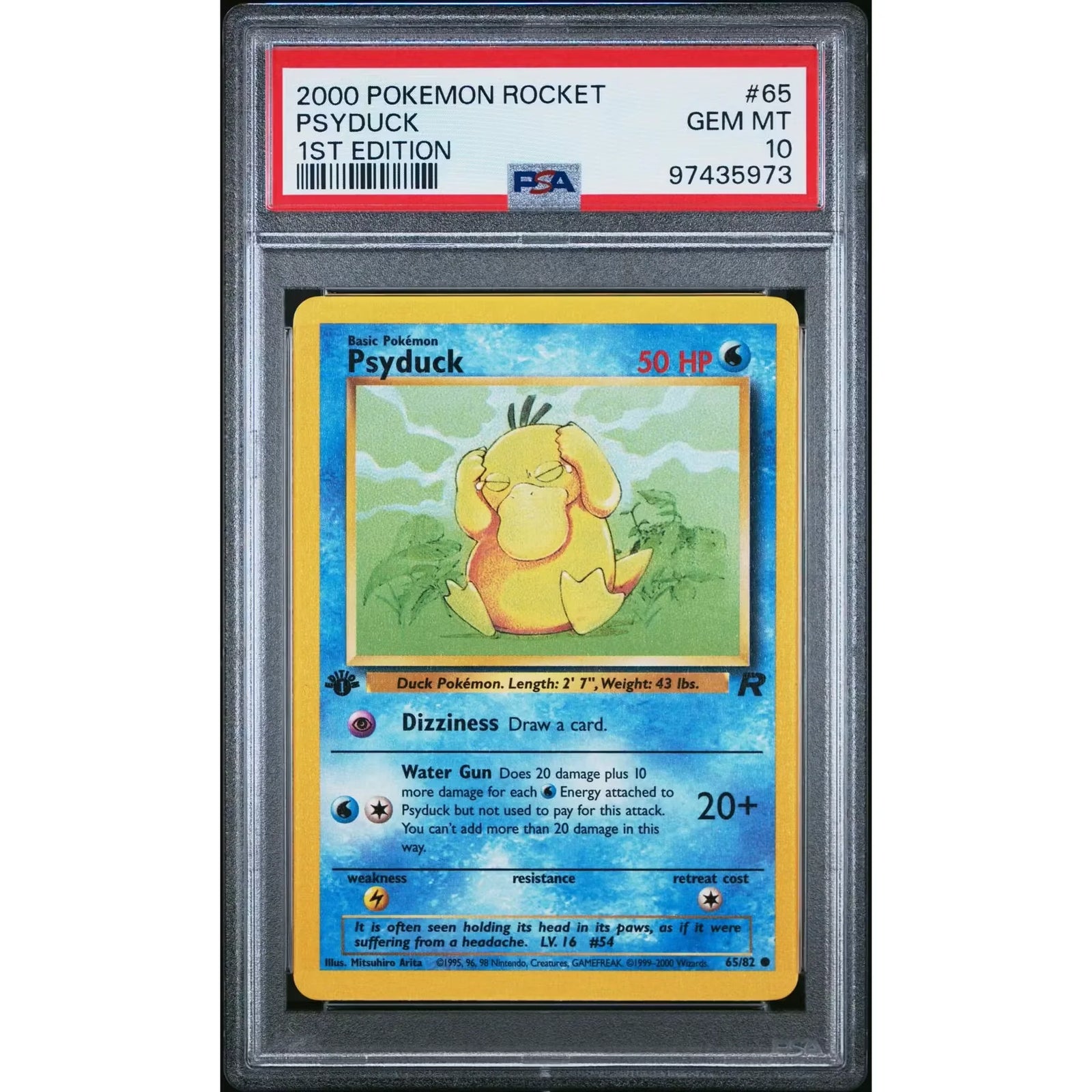 Pokemon Team Rocket 1st Edition Psyduck 65/82 | PSA 10 Gem Mint