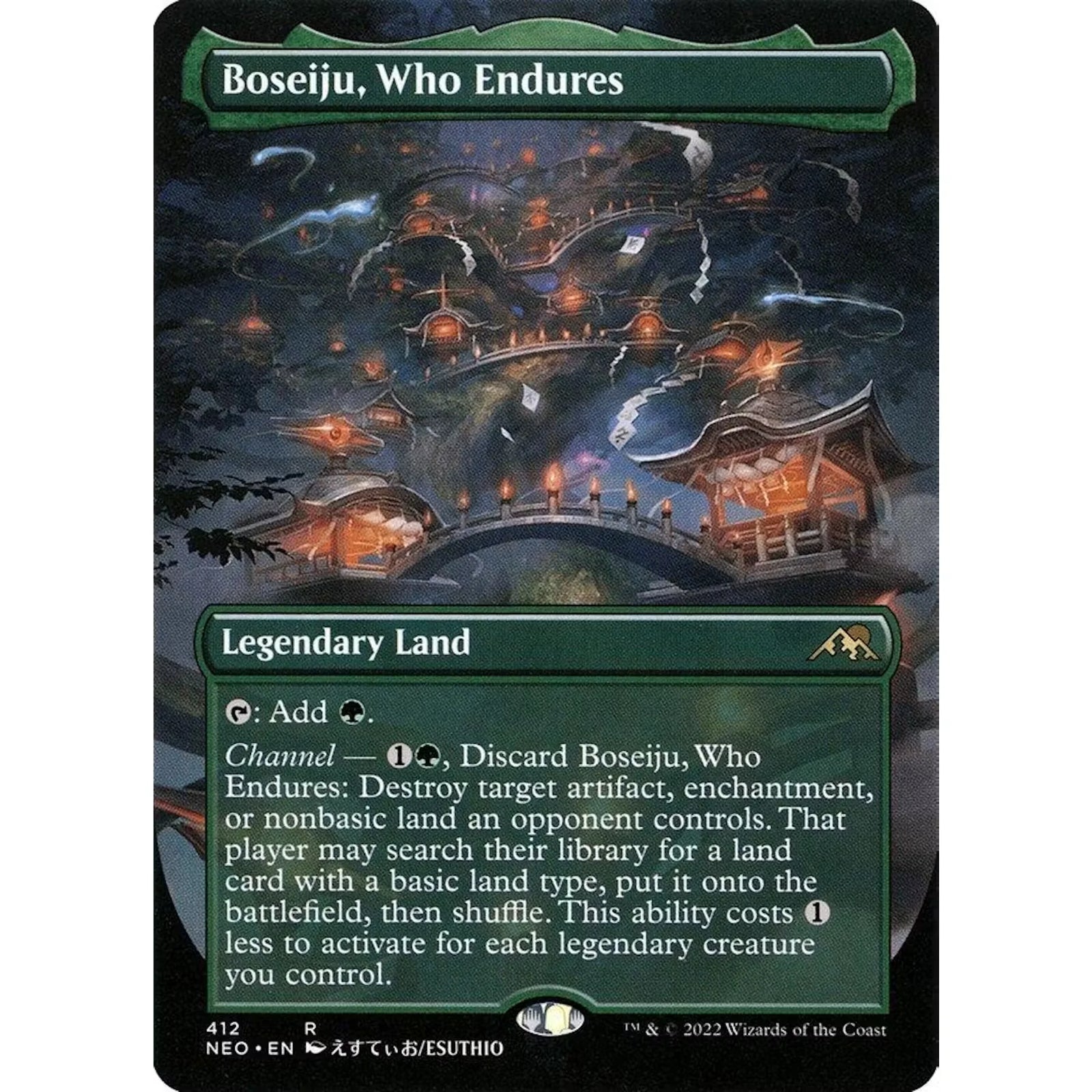Magic the Gathering Boseiju Who Endures Borderless | Kamigawa Neon Dynasty