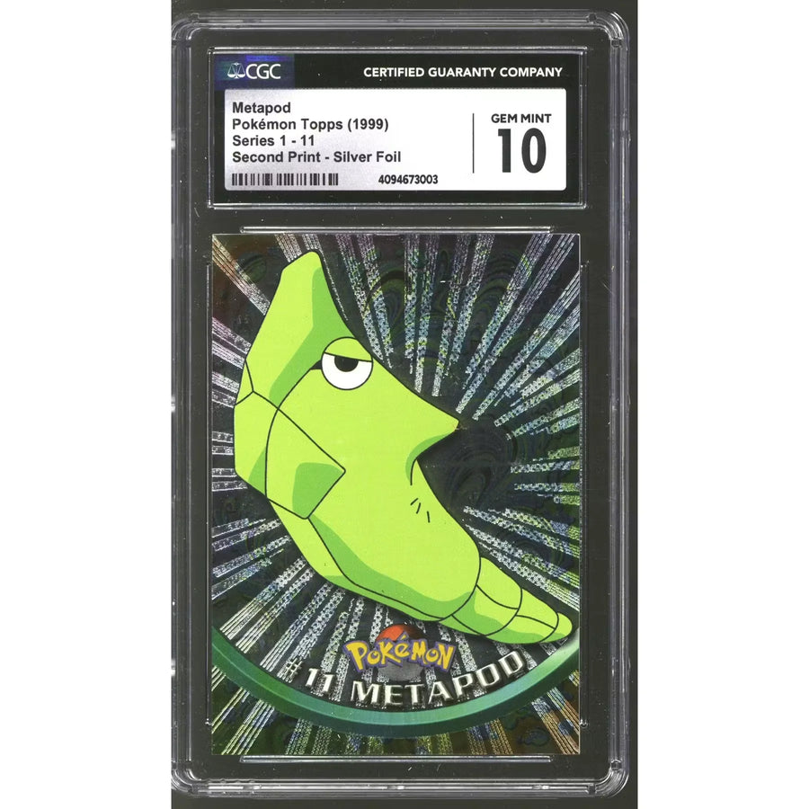 Pokemon Topps TV Series 1 Silver Foil Metapod 11 | CGC 10 Gem Mint