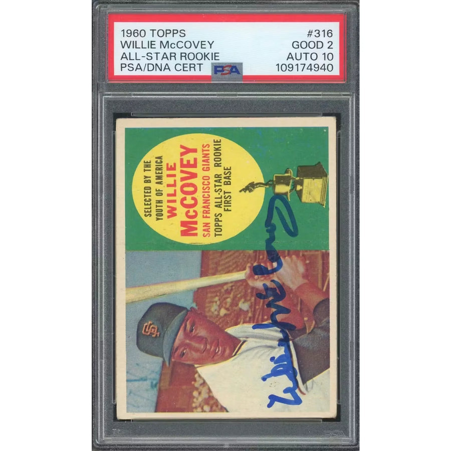 Willie McCovey 1960 Topps #316 Rookie Card | PSA 2 Auto 10