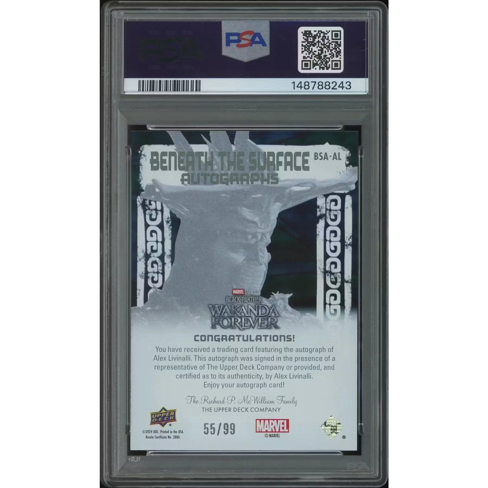 Alex Livinalli Signed 2024 Black Panther Wakanda Forever #55 Card | PSA 9 Mint