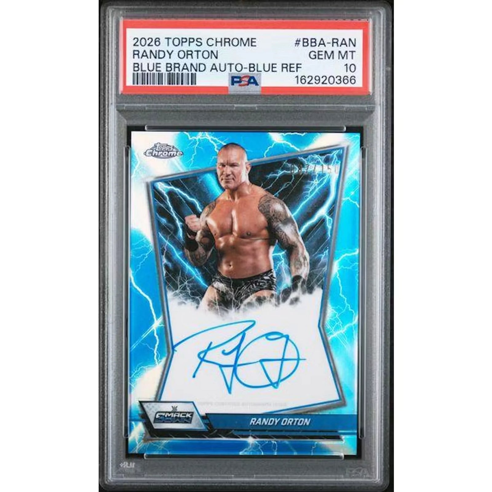 Randy Orton Signed 2026 Topps Chrome WWE Card | Blue Smackdown Auto PSA 10