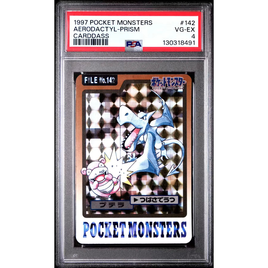 Pokemon 1997 Bandai CardDass Aerodactyl 142 | PSA 4 Prism Holo