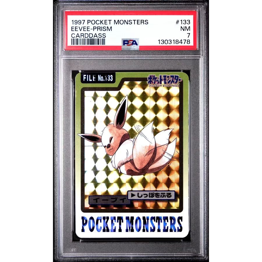 Pokemon 1997 Bandai CardDass Prism Holo Eevee 133 | PSA 7