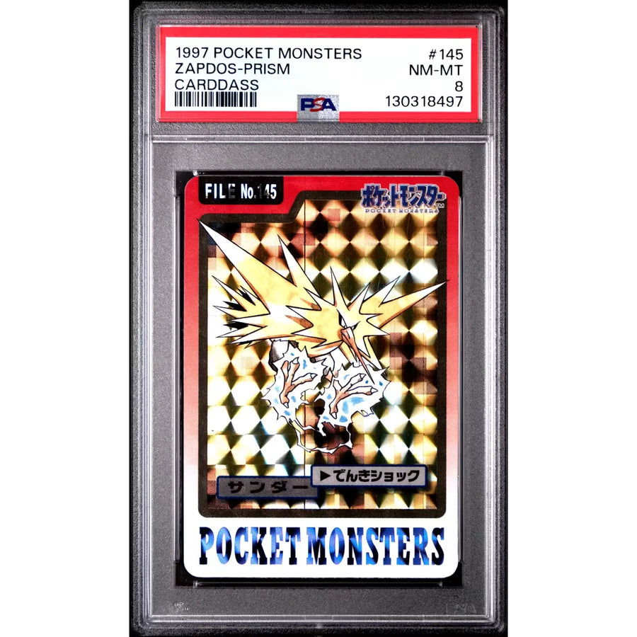 Pokemon Zapdos 145 Signed Holo Card | 1997 Bandai CardDass PSA 8