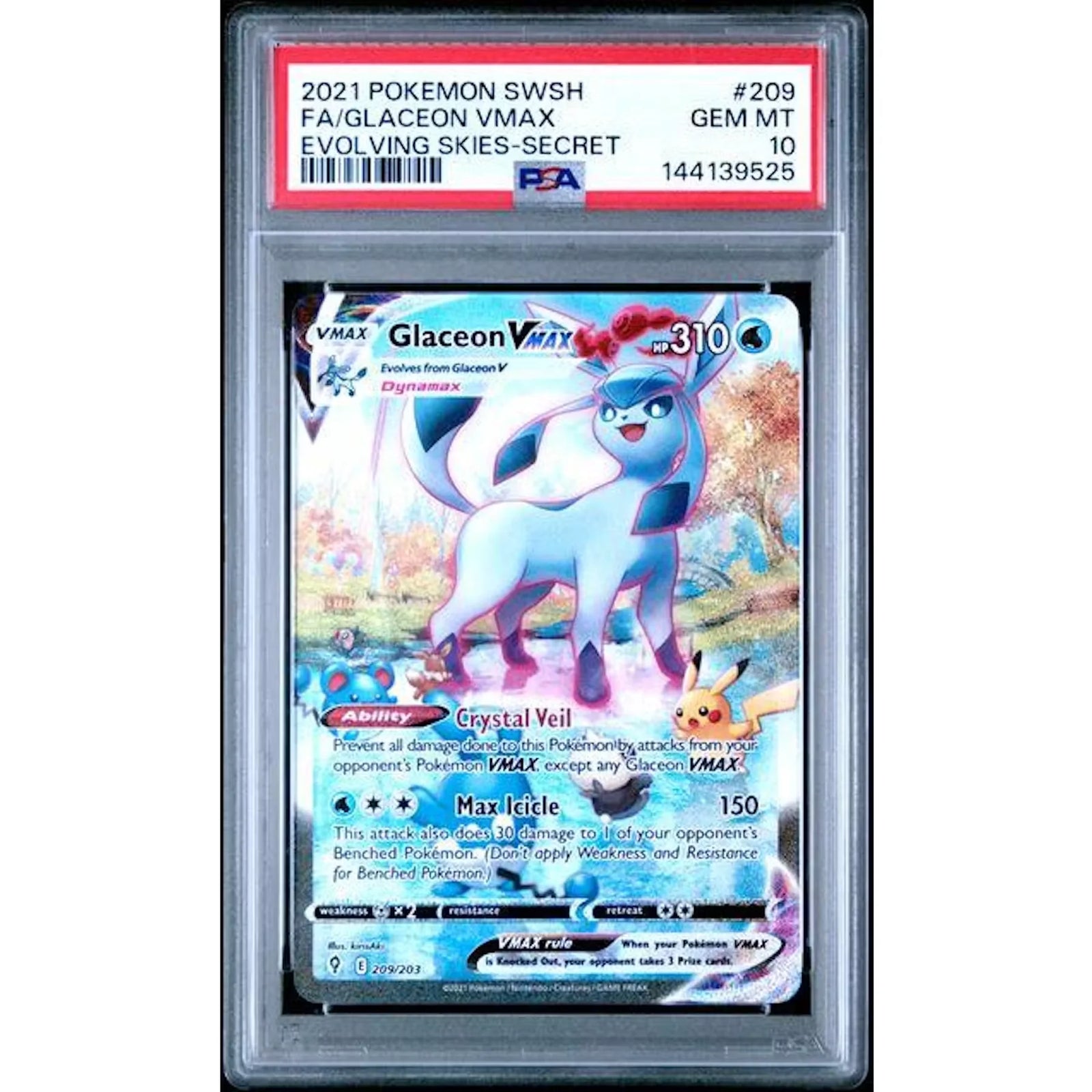2021 Pokemon Evolving Skies Glaceon VMax #209 | PSA 10