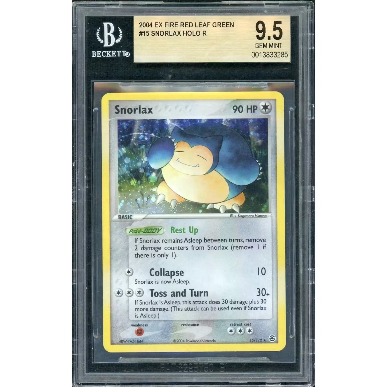2004 Pokemon Fire Red Leaf Green Snorlax Holo #15 | BGS 9.5