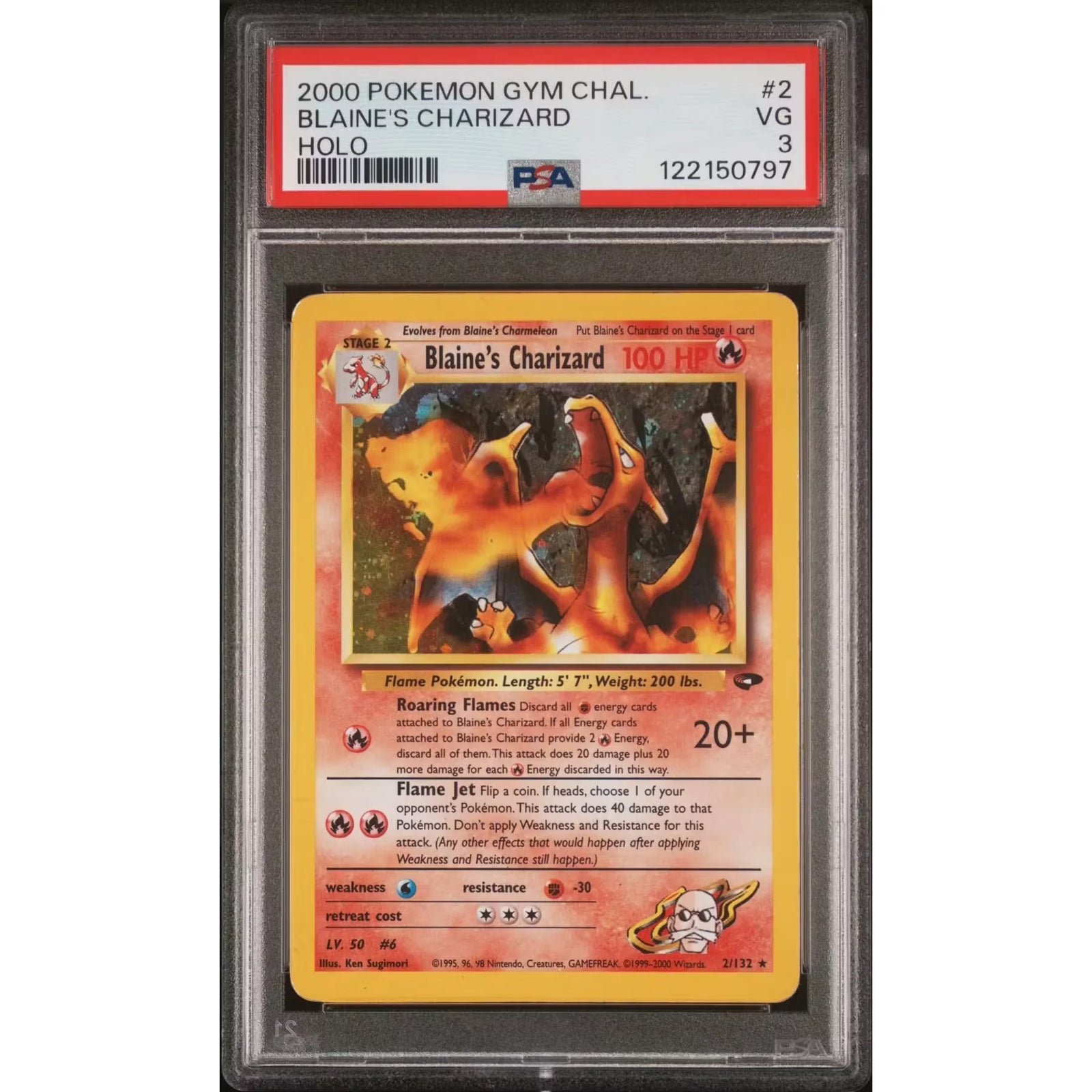 Pokemon Gym Challenge Blaine's Charizard 2/132 | PSA 3