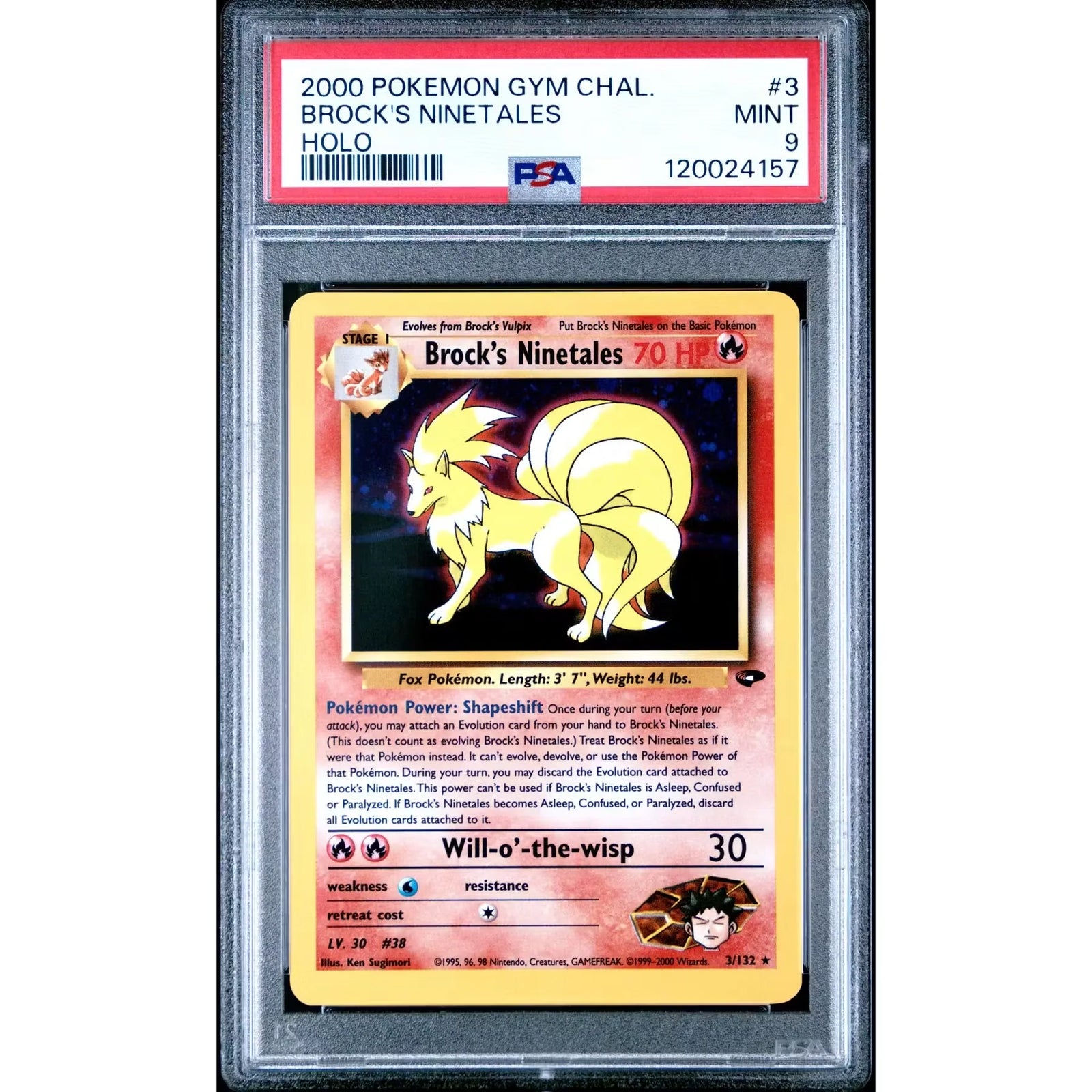 Pokemon Brock's Ninetales Gym Challenge Card | PSA 9