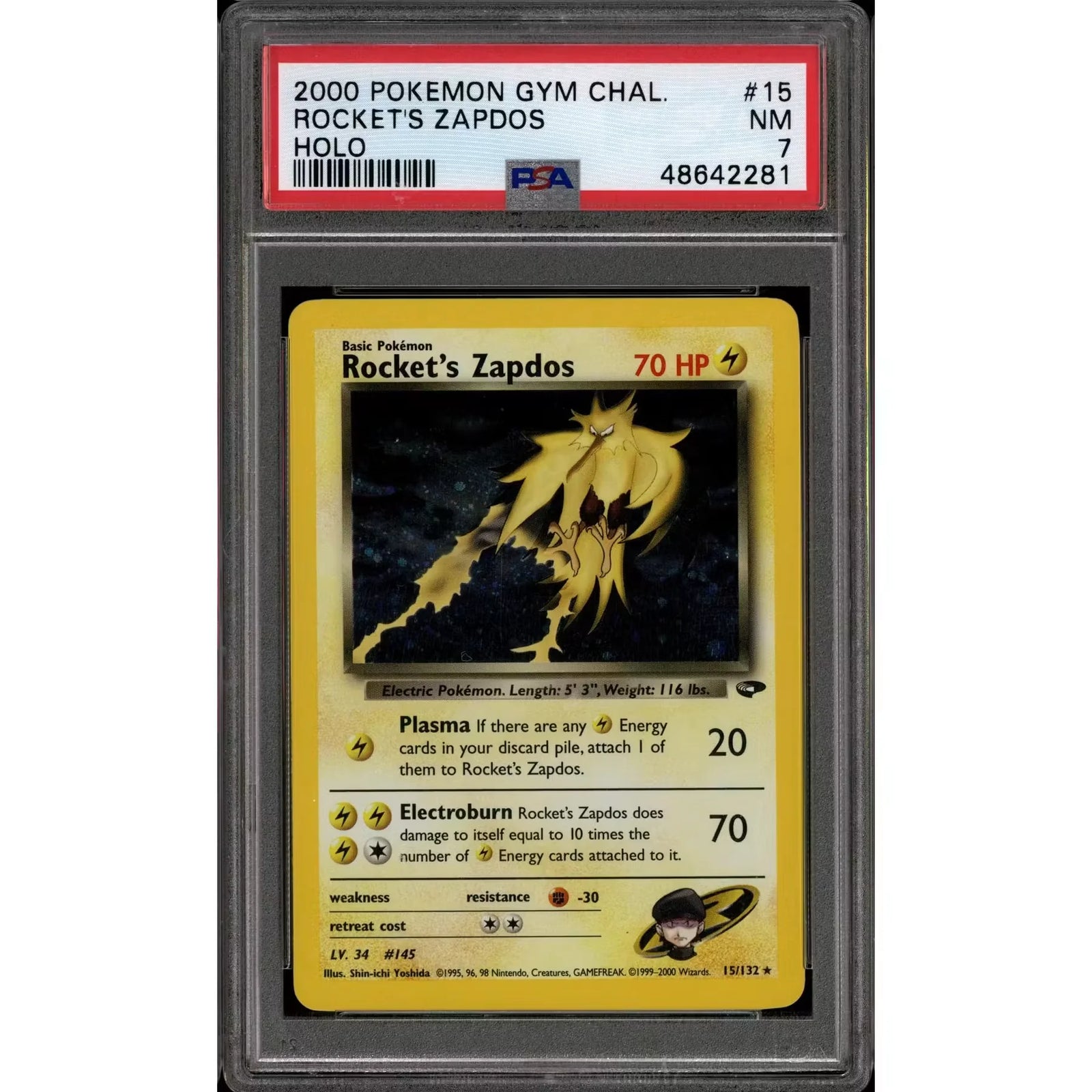Rocket's Zapdos 15/132 Pokemon Card | PSA 7 Gym Challenge