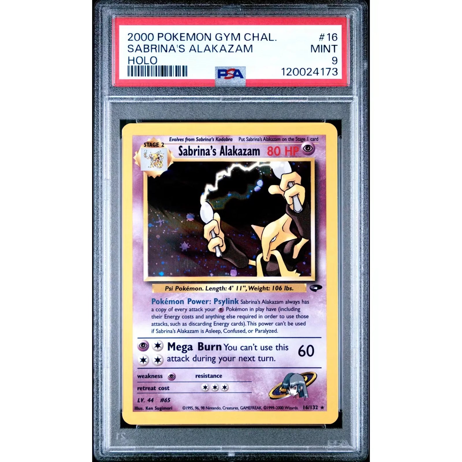 Pokemon Gym Challenge Sabrina's Alakazam 16/132 | PSA 9