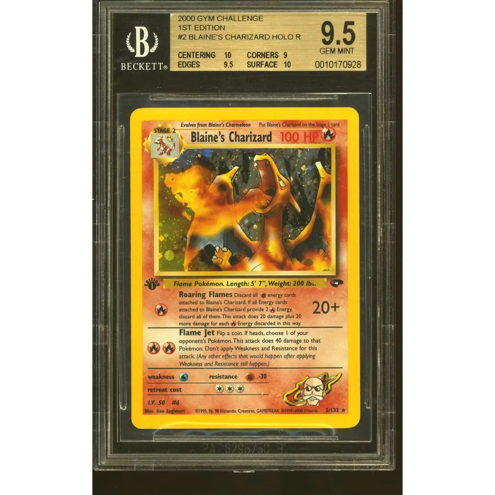 Pokemon Gym Challenge Blaine's Charizard 2/132 | 1st Edition BGS 9.5