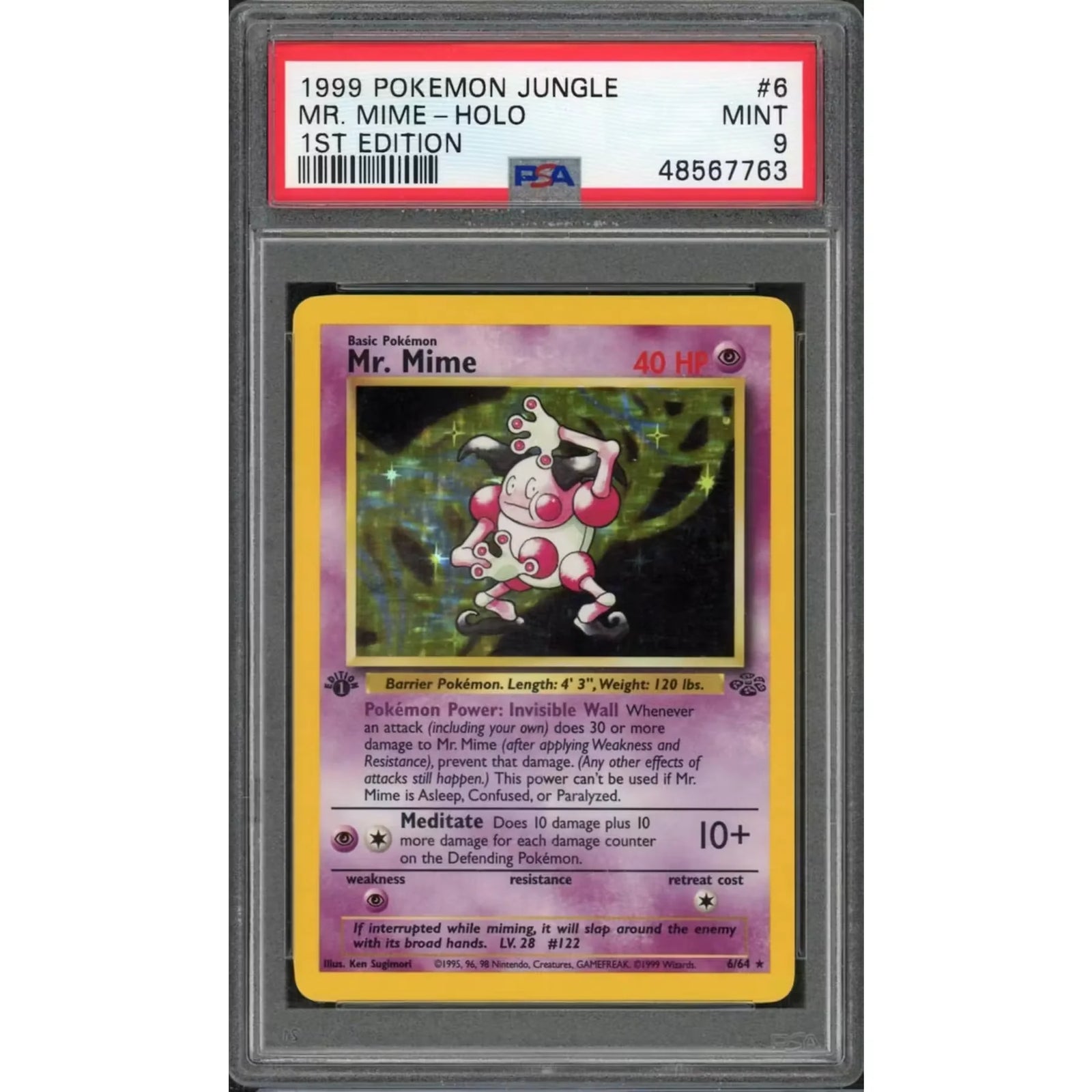 1999 Pokemon Jungle Mr Mime Holo 1st Edition #6 | PSA 9