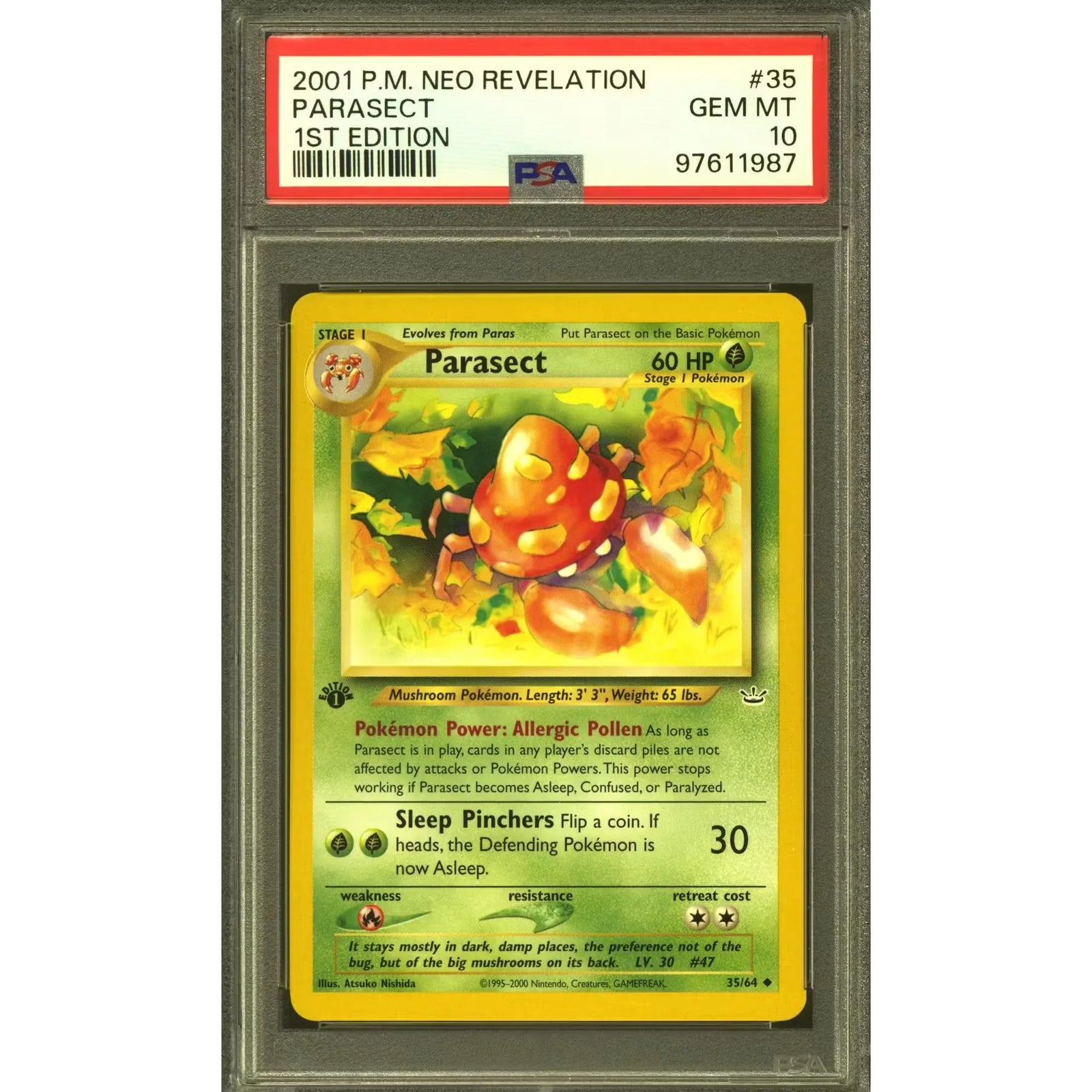 Pokemon Neo Revelation Parasect 1st Edition 35/64 | PSA 10 Gem Mint