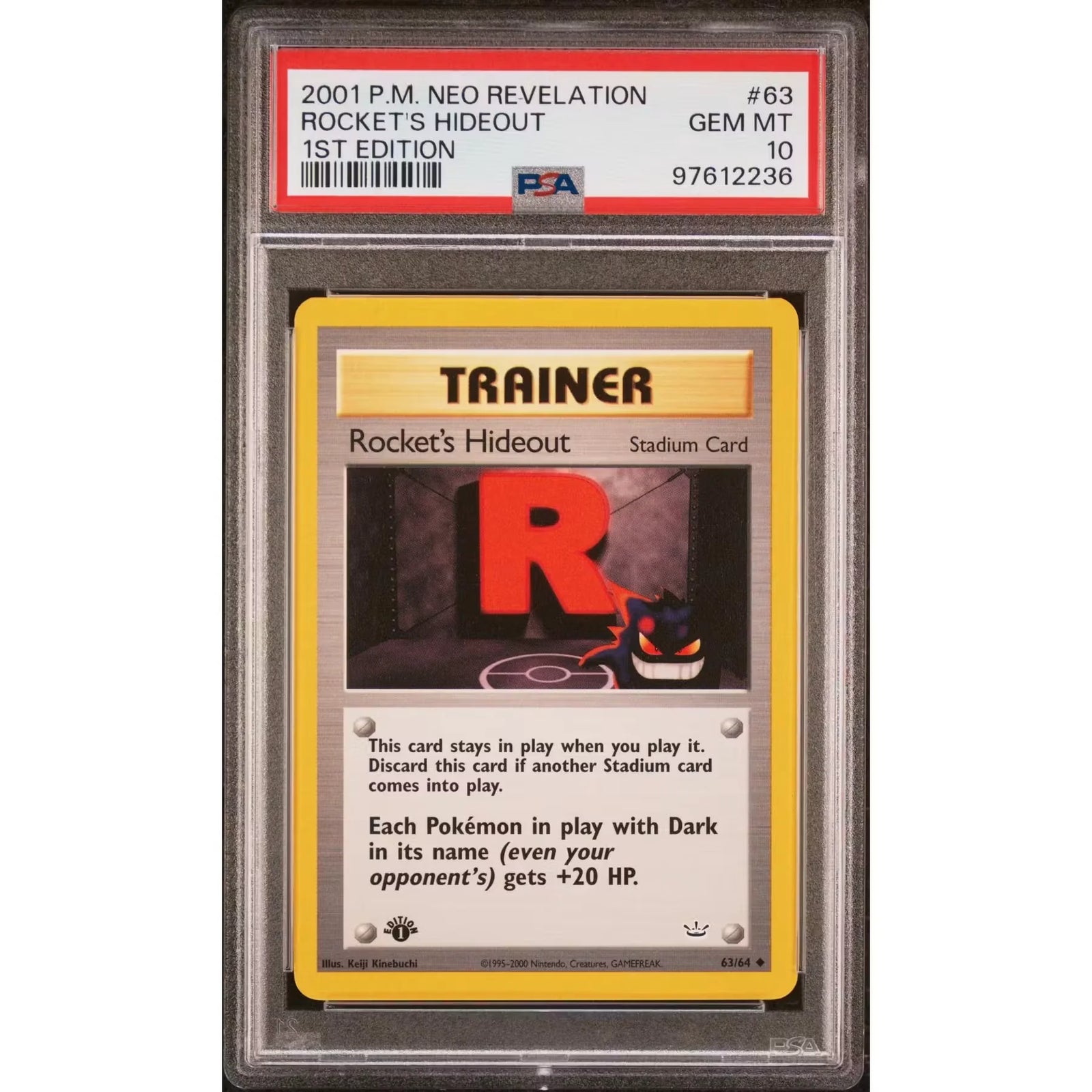 Pokemon Neo Revelation Rocket's Hideout 1st Edition | PSA 10 Gem Mint