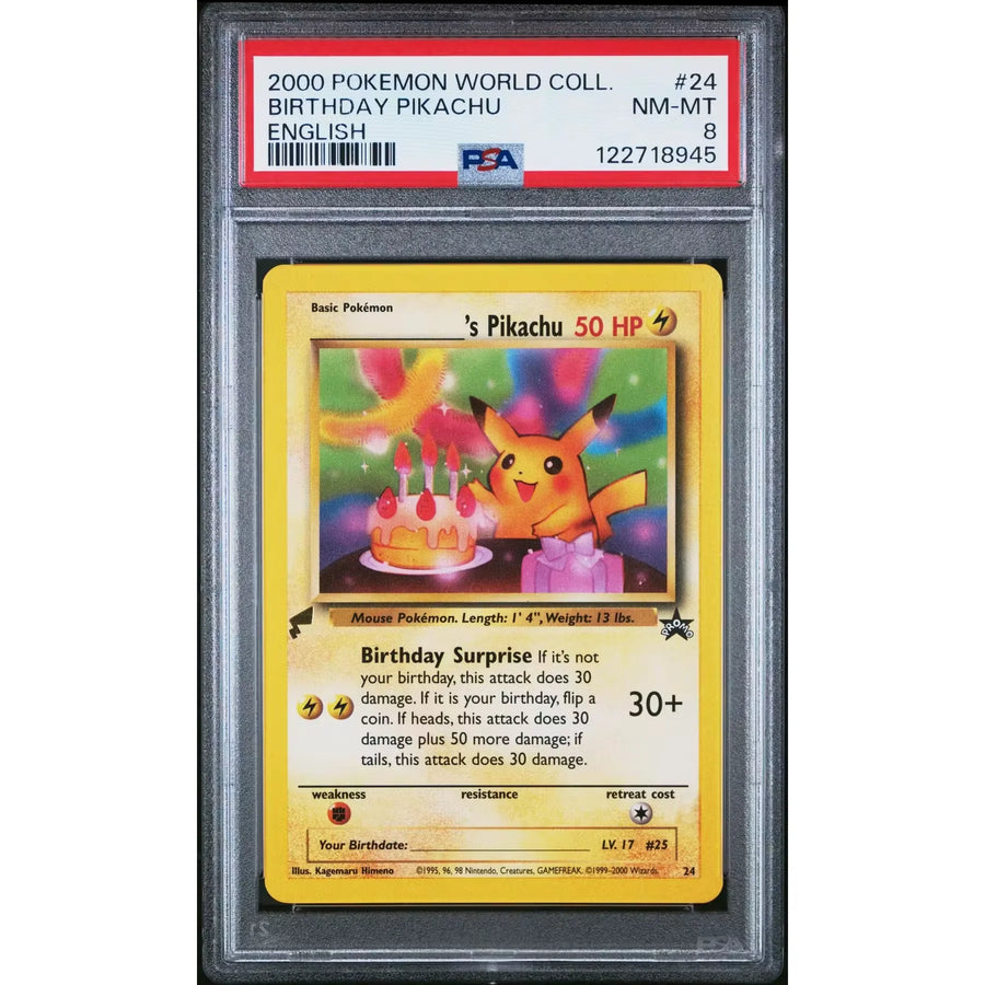 Pokemon World Collection English Birthday Pikachu 24 | PSA 8