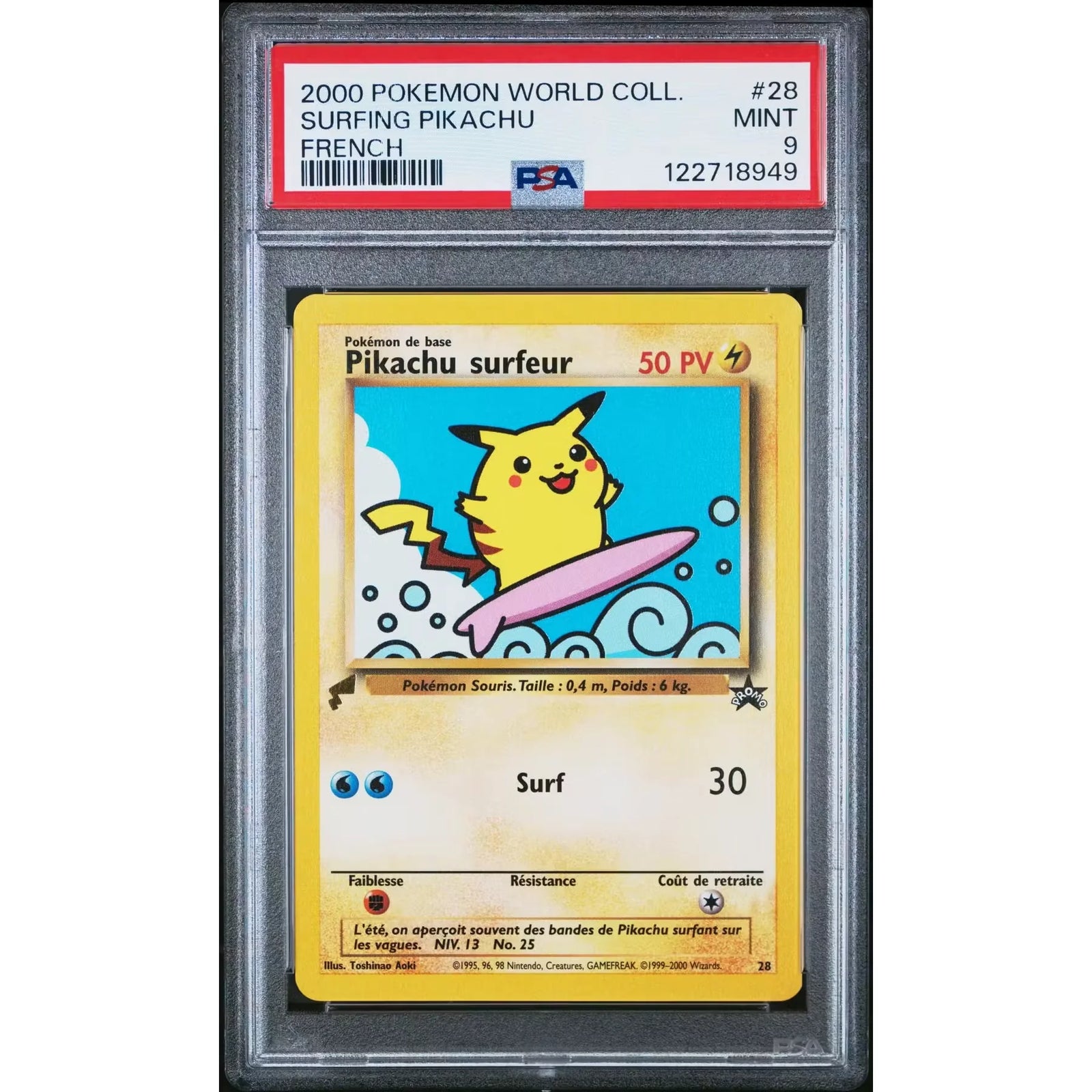 Pokemon World Collection Surfing Pikachu 28 | PSA 9