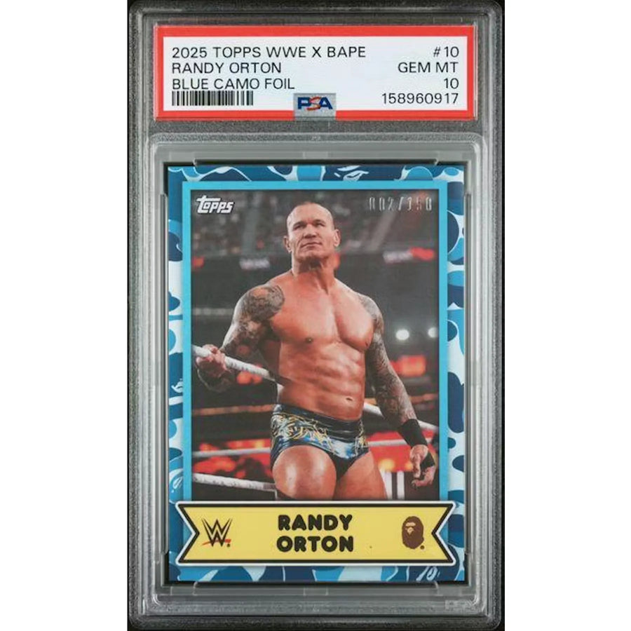 Randy Orton 2025 Topps WWE x Bape Blue Camo Card | PSA 10