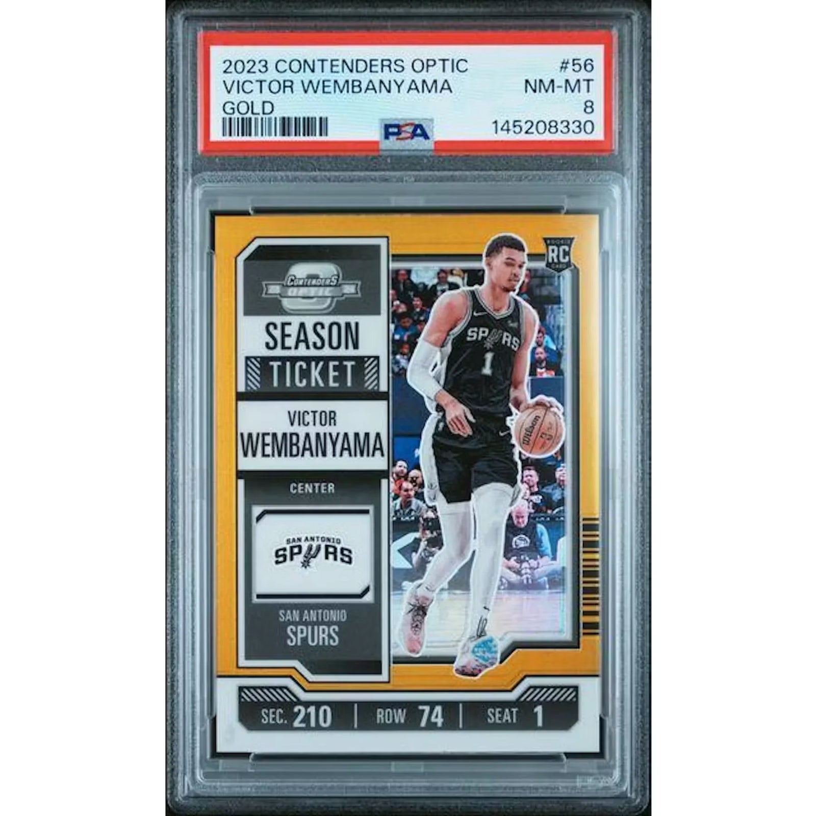 Victor Wembanyama 2023 Panini Contenders Optic Gold Rookie Card #56 | PSA 8