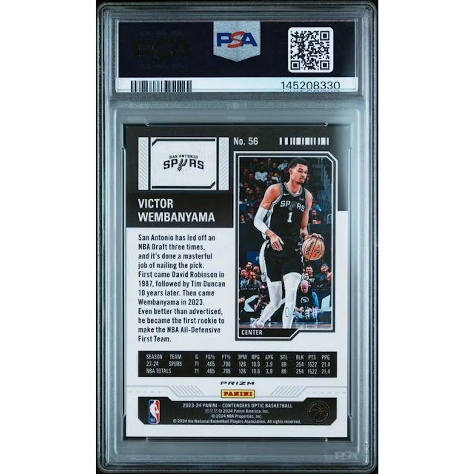 Victor Wembanyama 2023 Panini Contenders Optic Gold Rookie Card #56 | PSA 8