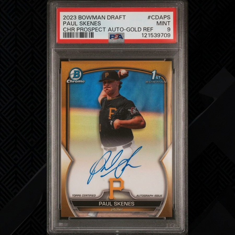 Paul Skenes 2023 Bowman Draft Gold Refractor Prospect Auto | PSA 9