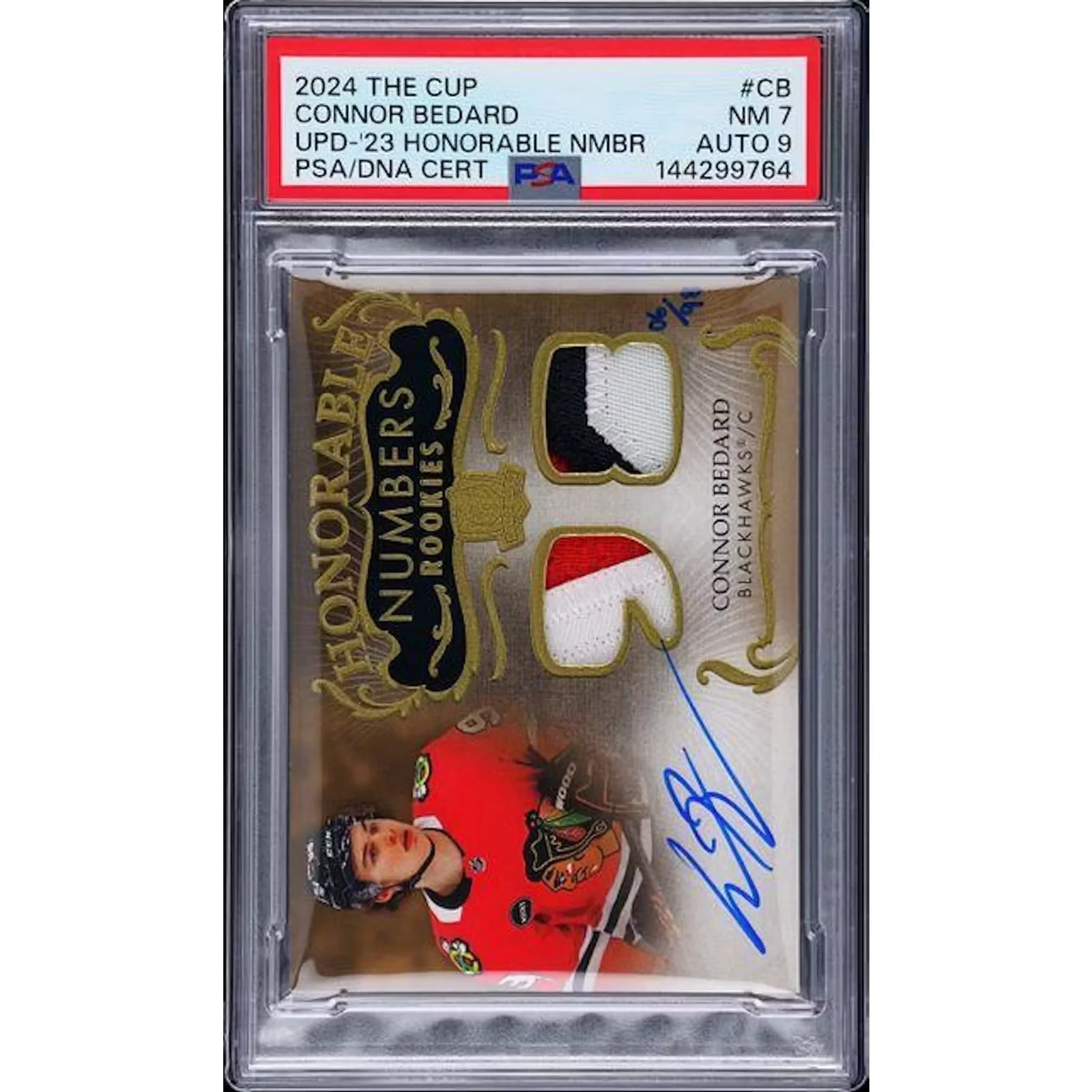 Connor Bedard Signed 2024-25 The Cup Rookie Patch Auto | PSA 7