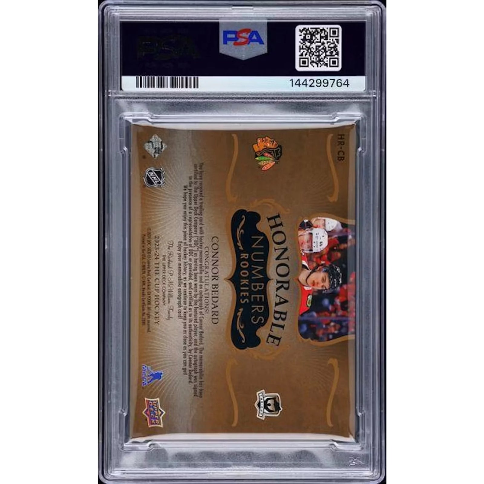 Connor Bedard Signed 2024-25 The Cup Rookie Patch Auto | PSA 7