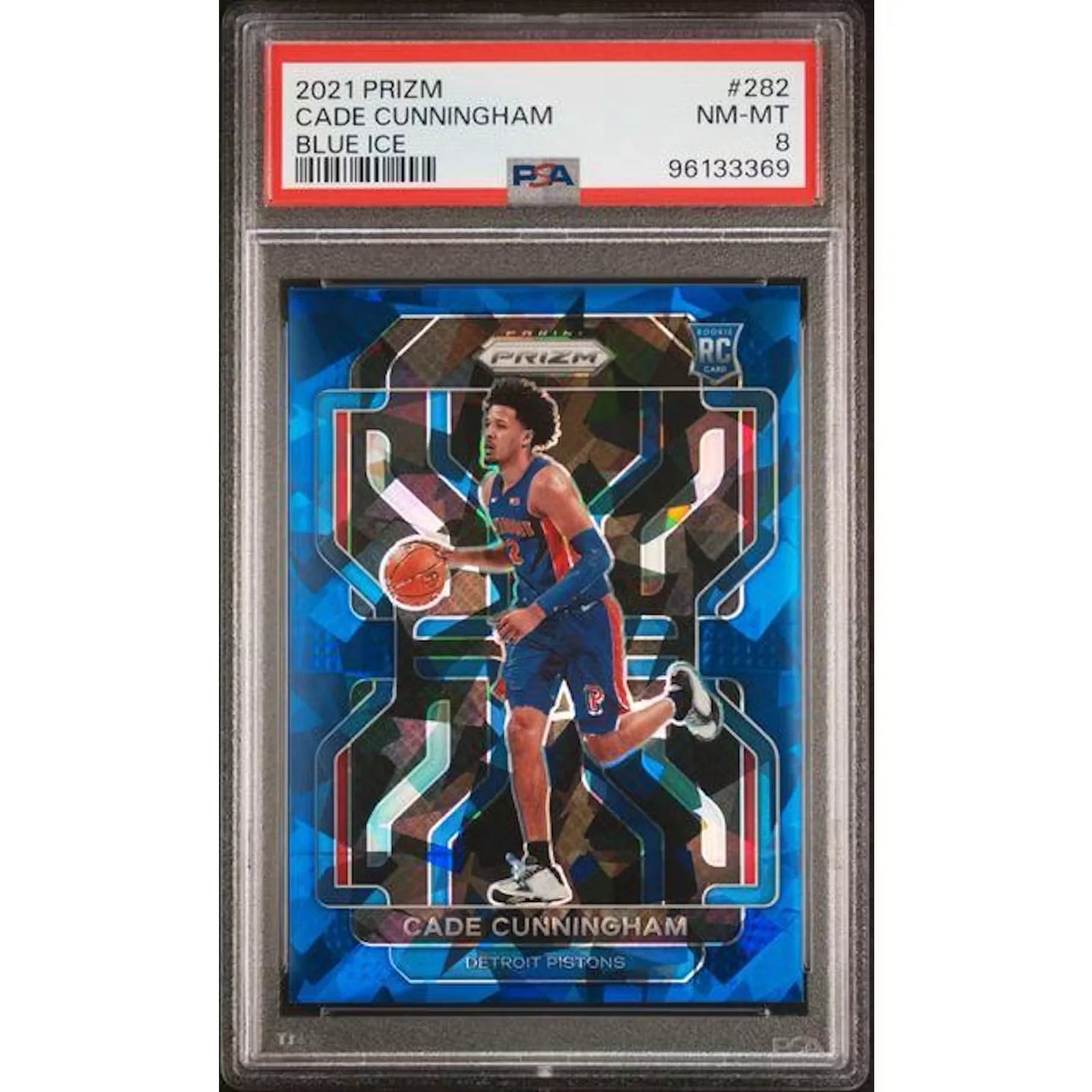 Cade Cunningham 2021 Panini Prizm Blue Ice Rookie Card #282 | PSA 8